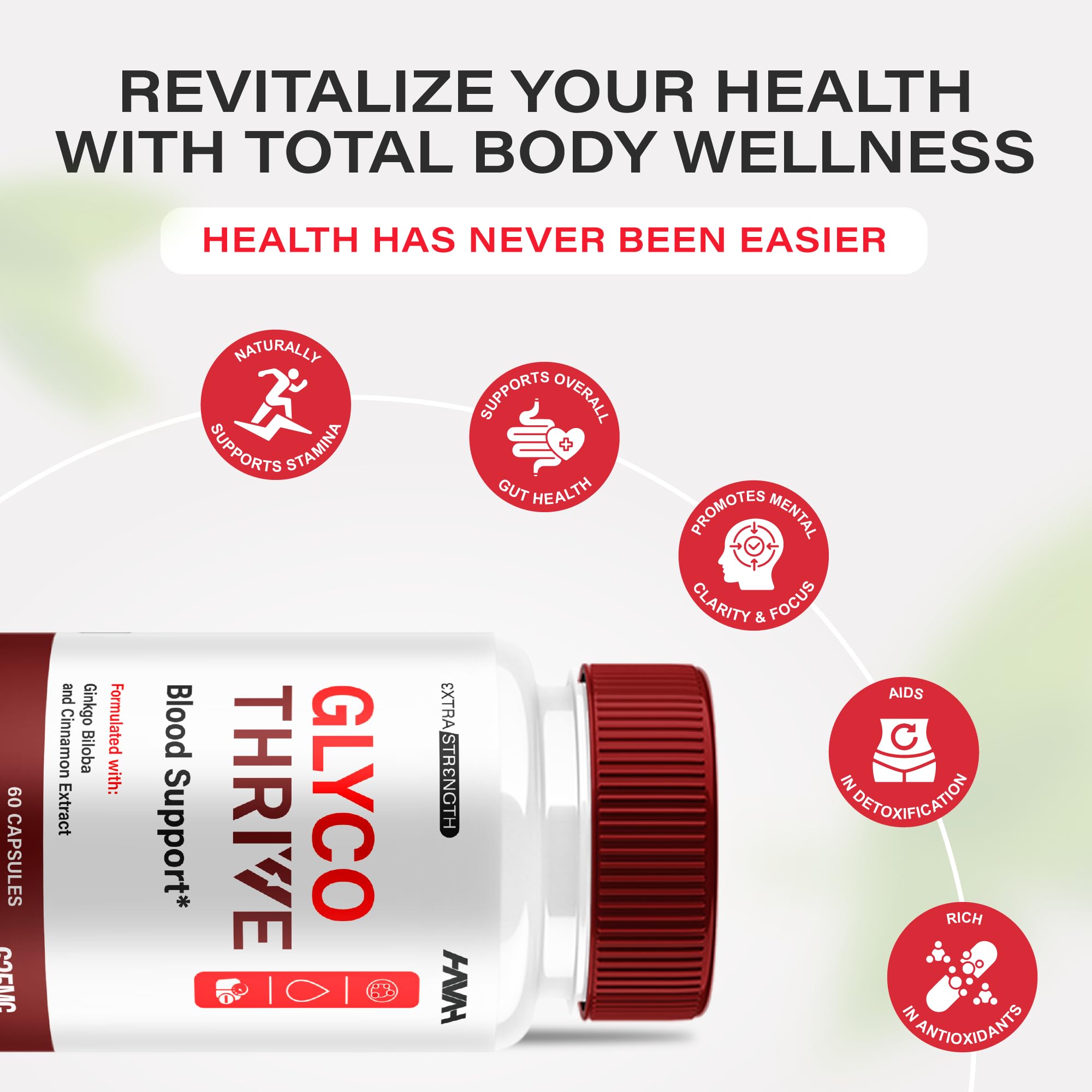 (2 Pack) Glyco Thrive Blood Support GlycoThrive Maximum Strength Capsules, Glyco Thrive Advanced Daily Multivitamin Health and Wellness Supplement, GlycoThrive Health Support Pills (120 Capsules) HavahAu supplements