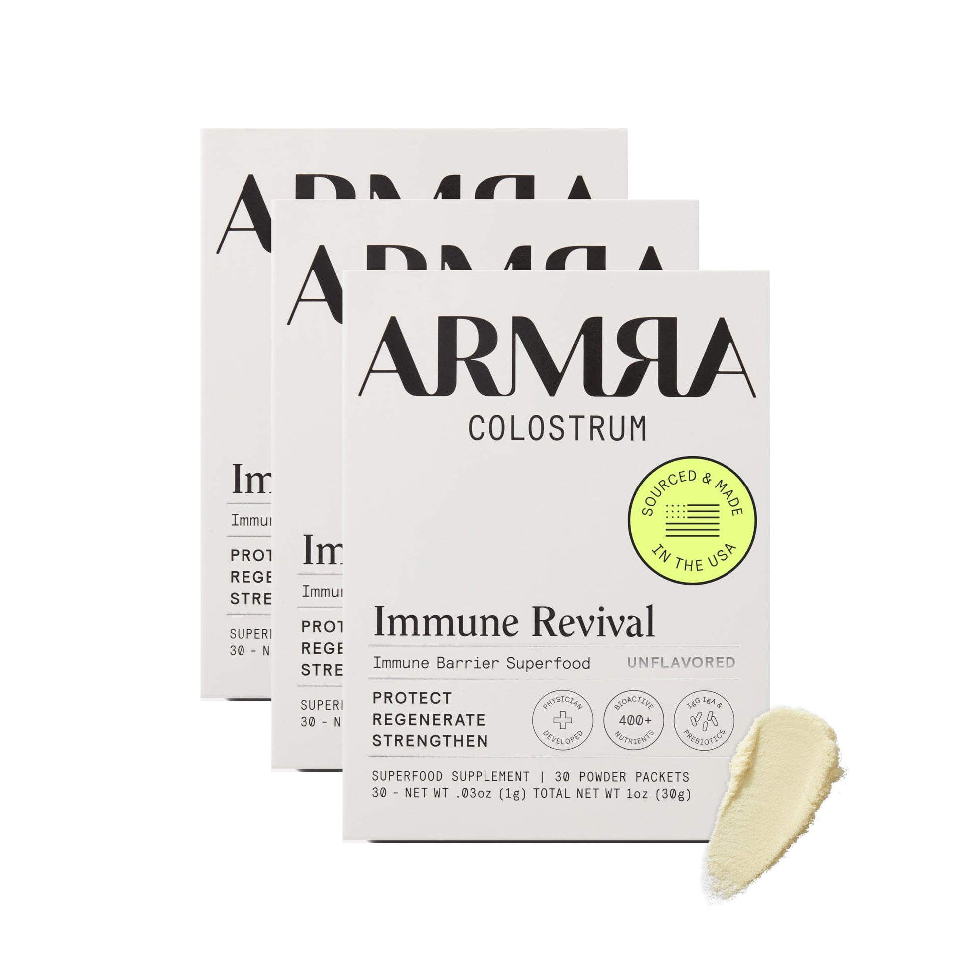 ARMRA Colostrum™ Premium Powder, Grass Fed, Gut Health Bloating Immunity Skin & Hair, Contains 400+ Bioactive Nutrients, Keto, Gluten & Fat Free (Unflavored Bundle | 90 Servings) ARMRAUS supplements