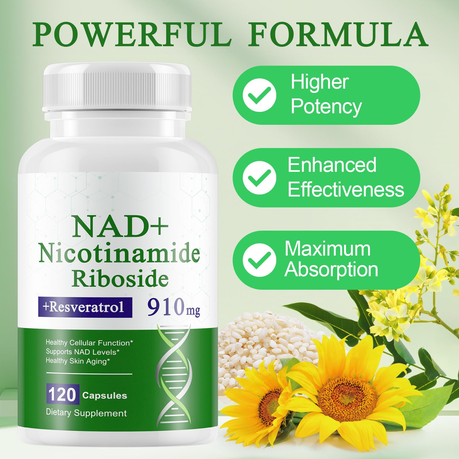 A r b c r n 120 Capsules NAD+ Supplement,NAD Nicotinamide Riboside Resveratrol 910mg for Men and Women, NR Supplement for Energy Anti-Aging Focus A r b c r nAu supplements
