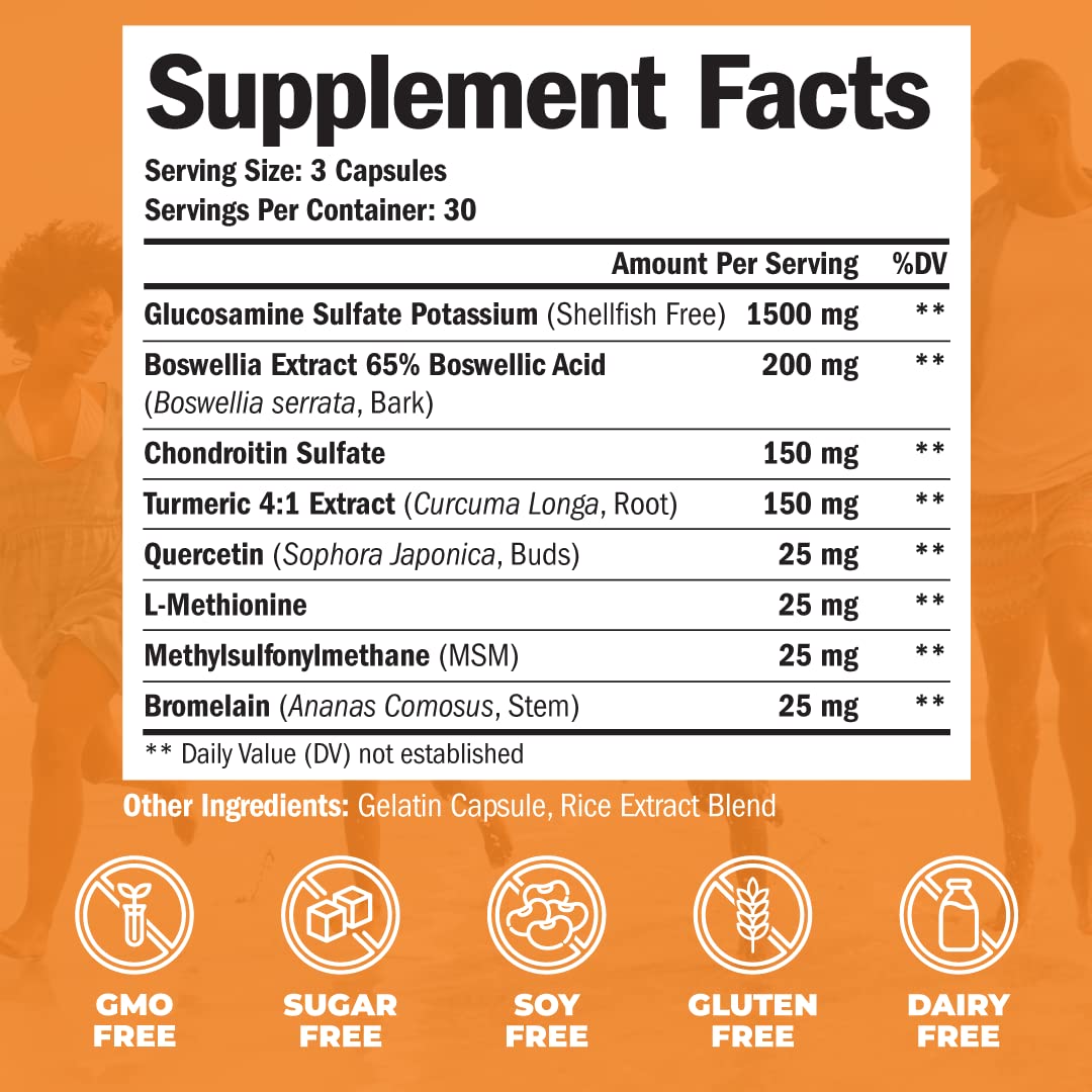 Glucosamine Chondroitin MSM Turmeric Boswellia - Joint Support Supplement. Antioxidant Vimerson HealthUS supplements