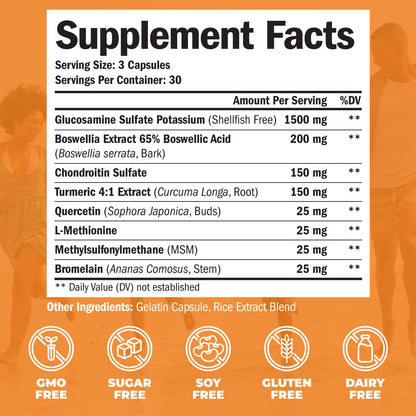 Glucosamine Chondroitin MSM Turmeric Boswellia - Joint Support Supplement. Antioxidant Vimerson HealthUS supplements