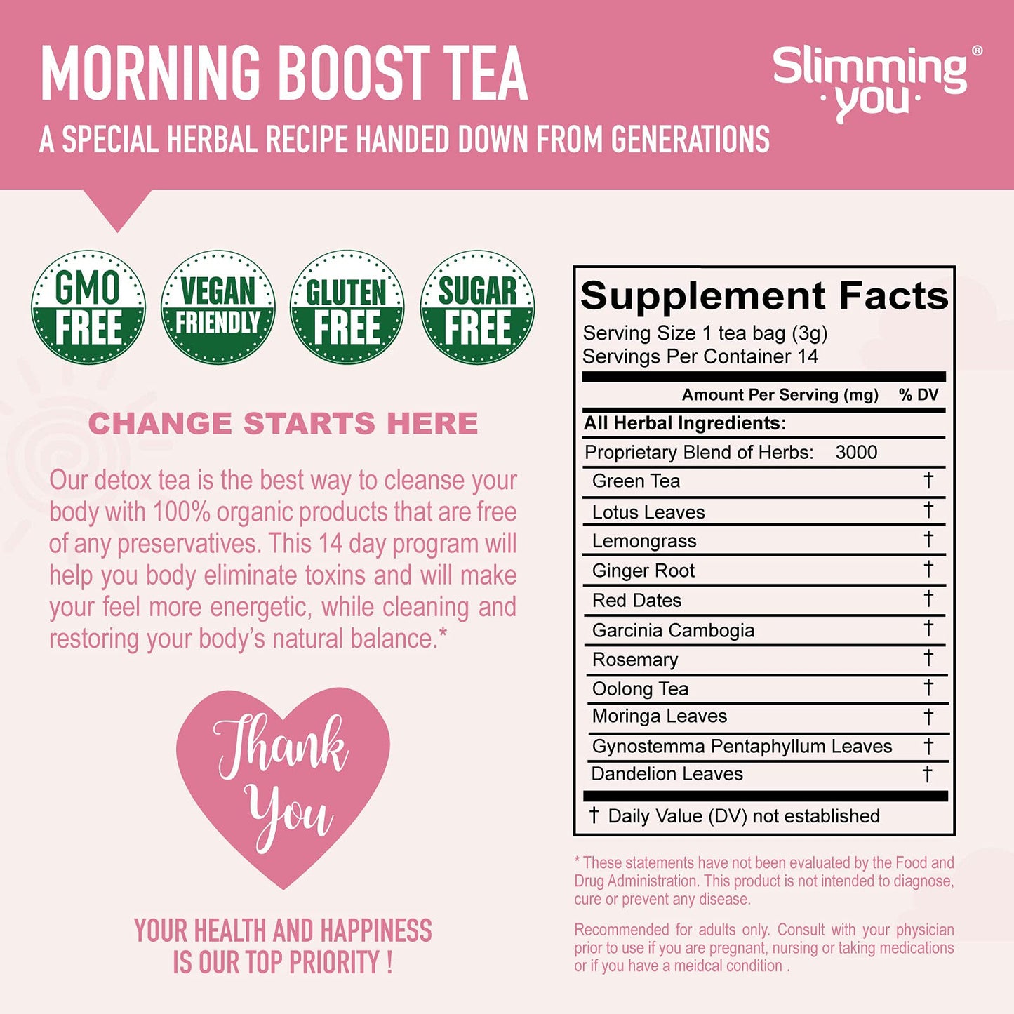 TAOISTEA 14 Day Detox Tea for Weight Loss, Body Cleanse, Metabolism Boost - Morning TAOISTEAUS supplements