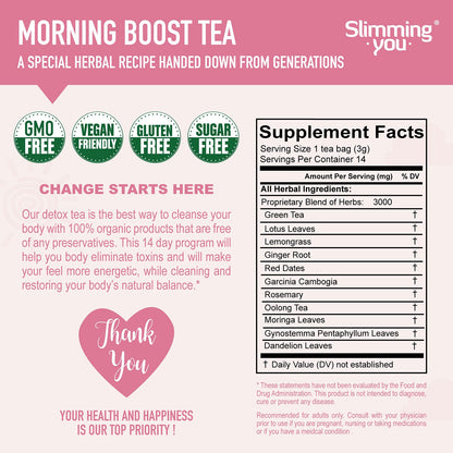 TAOISTEA 14 Day Detox Tea for Weight Loss, Body Cleanse, Metabolism Boost - Morning TAOISTEAUS supplements