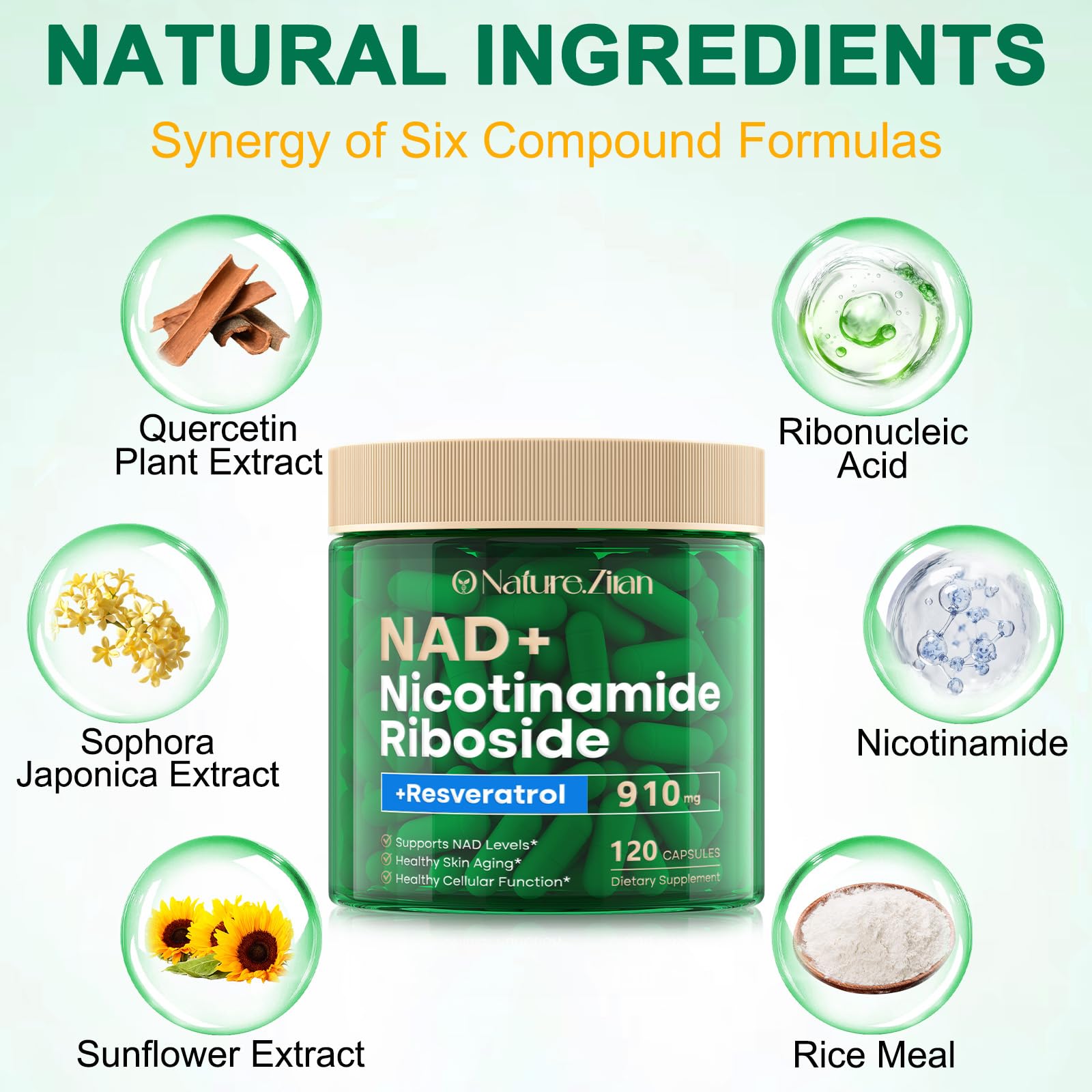 NAD Supplement 120 Capsules, Liposomal Nicotinamide Riboside, Resveratrol, Quercetin, NAD Nicotinamide Riboside Resveratrol 910mg for Women & Men, NAD Supplement for Anti Aging and Cell Regeneration KZUOAu supplements