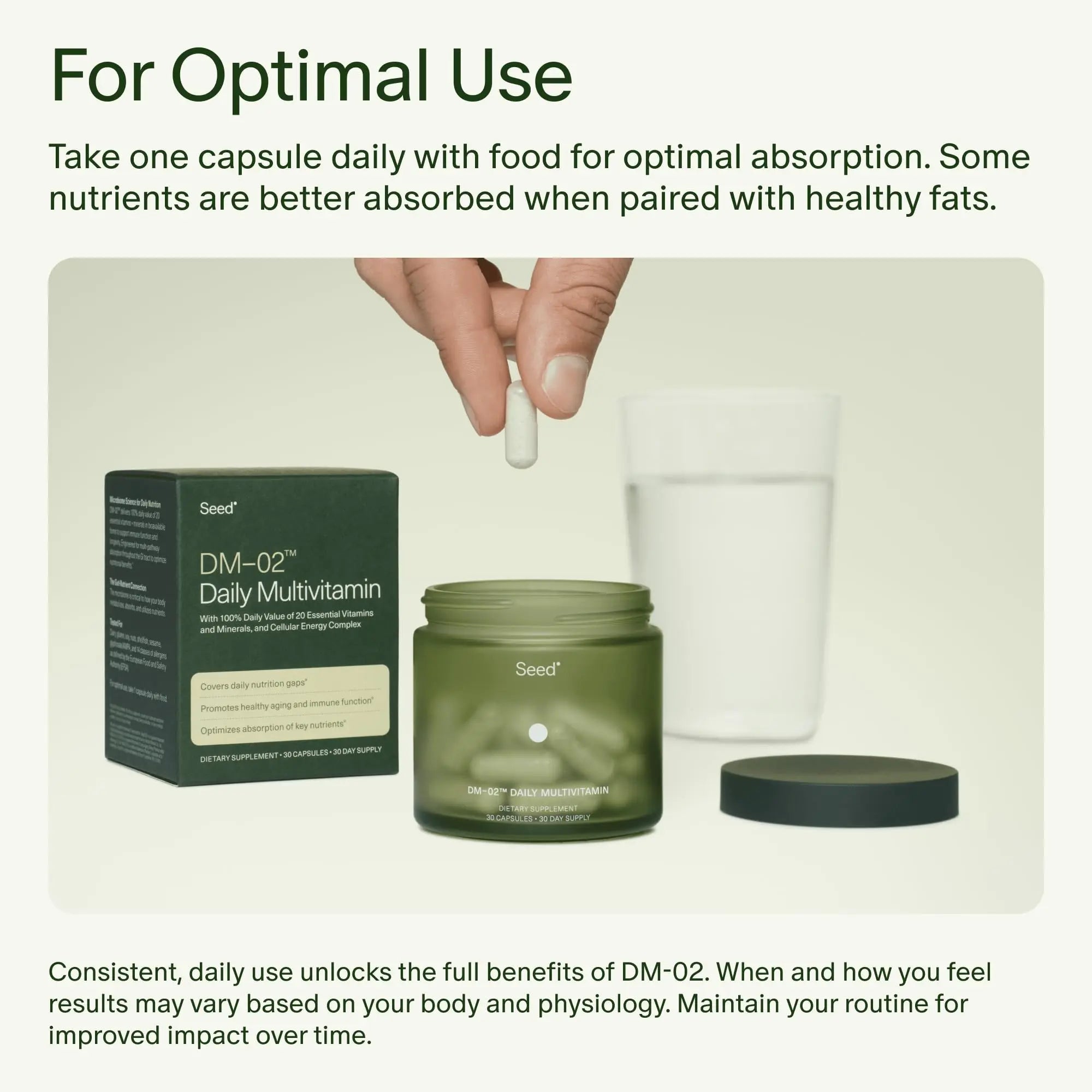 Seed DM-02 Daily Multivitamin - 100% DV Essential Vitamins and Minerals for Women & Men - Helps Fill Daily Nutrient Gaps SeedAu supplements