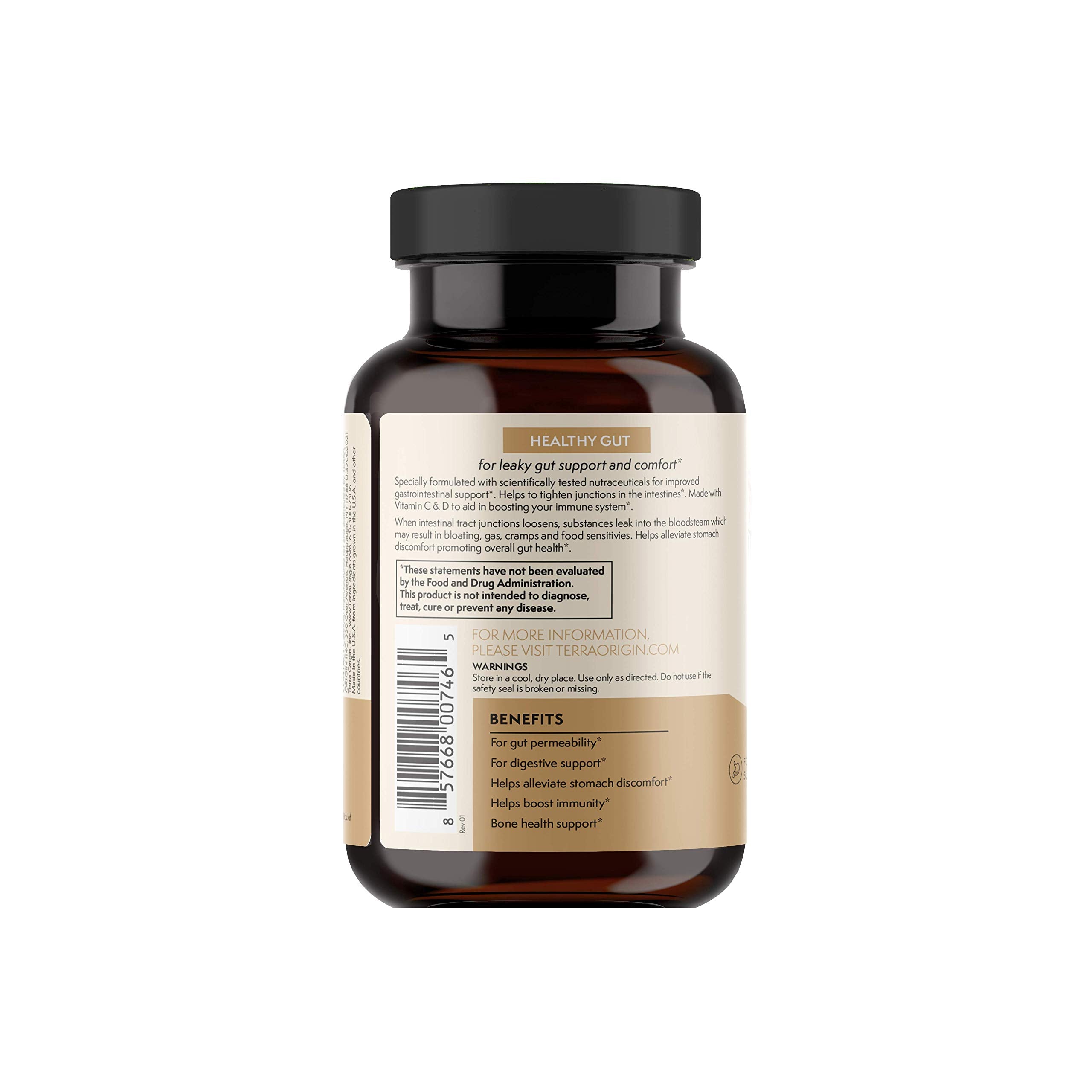 TERRA ORIGIN Healthy Gut Capsules with Immunity Boost | 90 Capsules | Non GMO, Gluten Free, Dairy Free | Digestive Support for Men and Women TERRA ORIGINAu supplements