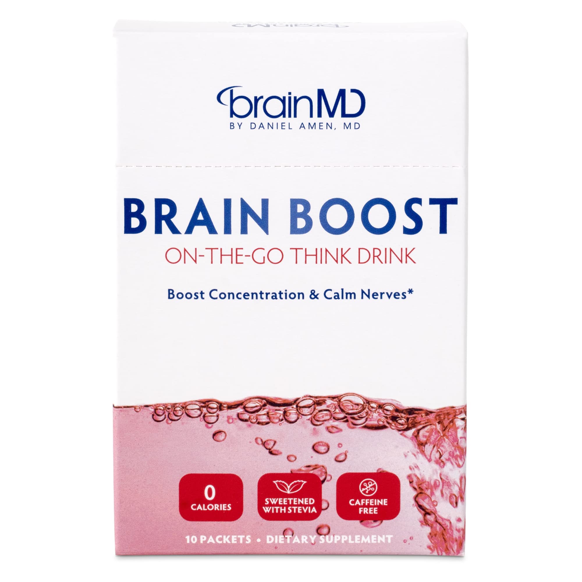 BRAINMD Dr Amen Brain Boost On The Go - 10 Packets, Berry Flavor - Nootropic Drink Powder, Promotes Focus, Clarity & Mental Energy - Caffeine Free, Gluten Free - 10 Servings BRAINMDAu supplements
