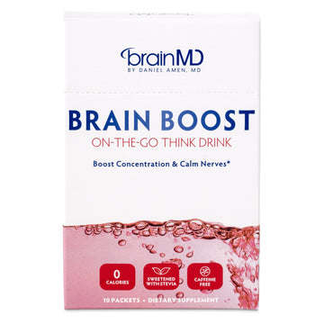 BRAINMD Dr Amen Brain Boost On The Go - 10 Packets, Berry Flavor - Nootropic Drink Powder, Promotes Focus, Clarity & Mental Energy - Caffeine Free, Gluten Free - 10 Servings BRAINMDAu supplements