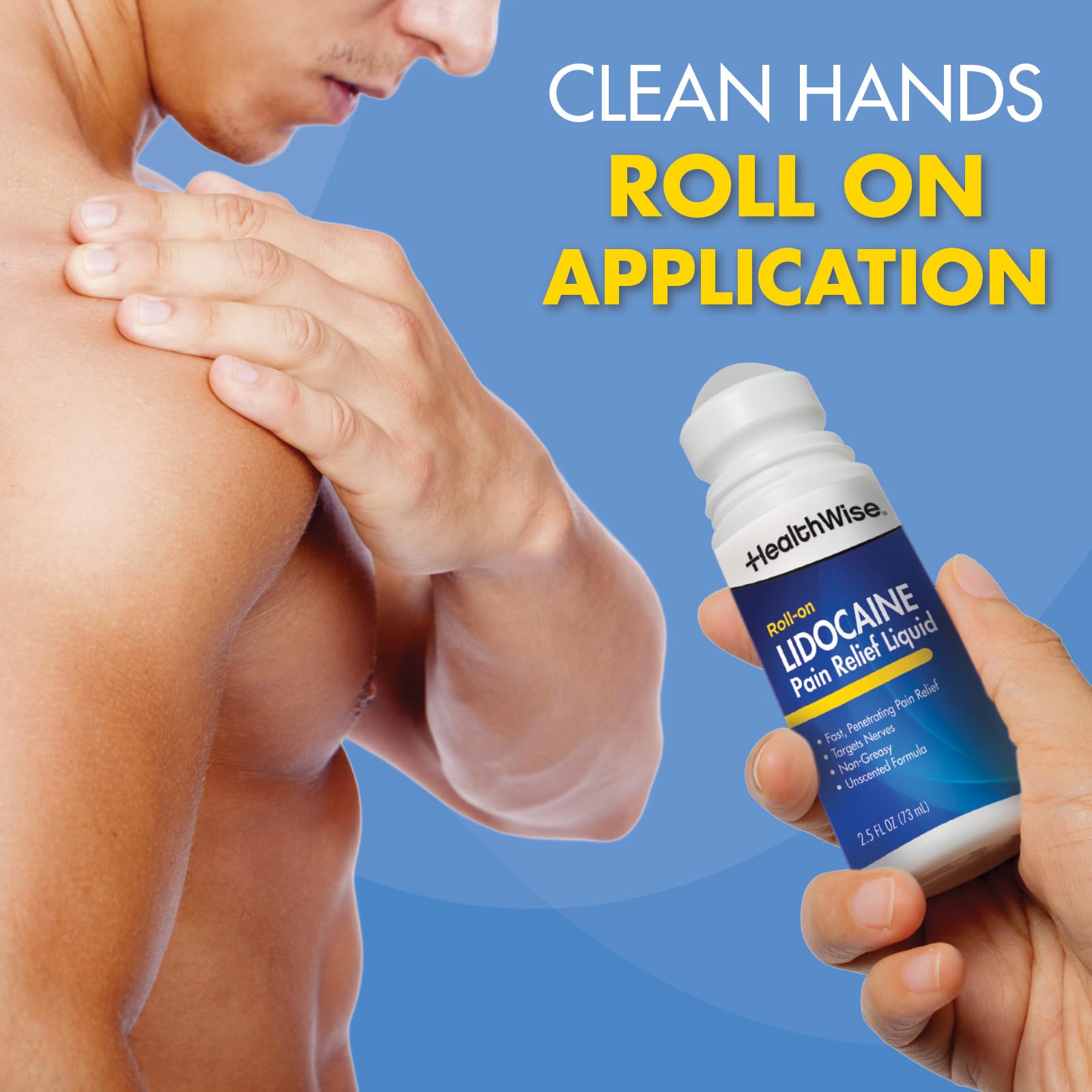 HealthWise 4% Lidocaine Roll-On | OTC Strength | Pain Relief Liquid | 2.5 oz. 73 mL | Non-Greasy, Unscented Formula | Topical Anesthetic HealthWiseAu supplements