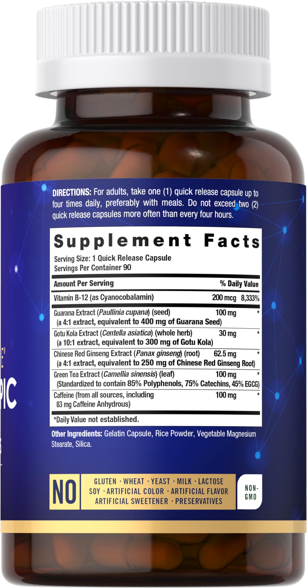 Carlyle Brain Nootropic Supplement | 90 Capsules | with Caffeine, B12, and Guarana Extract | Non-GMO & Gluten Free CarlyleAu supplements