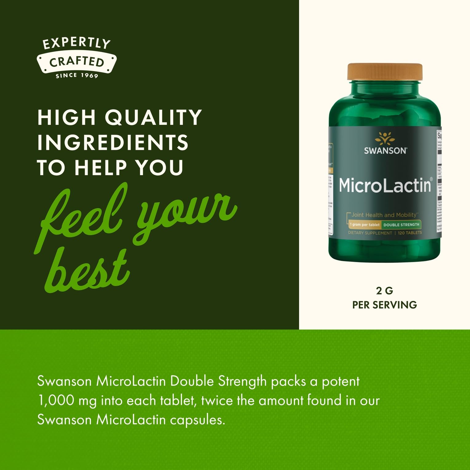 Swanson Microlactin Double Strength 1000 Milligrams 120 Tabs (3 Pack) SwansonAu supplements