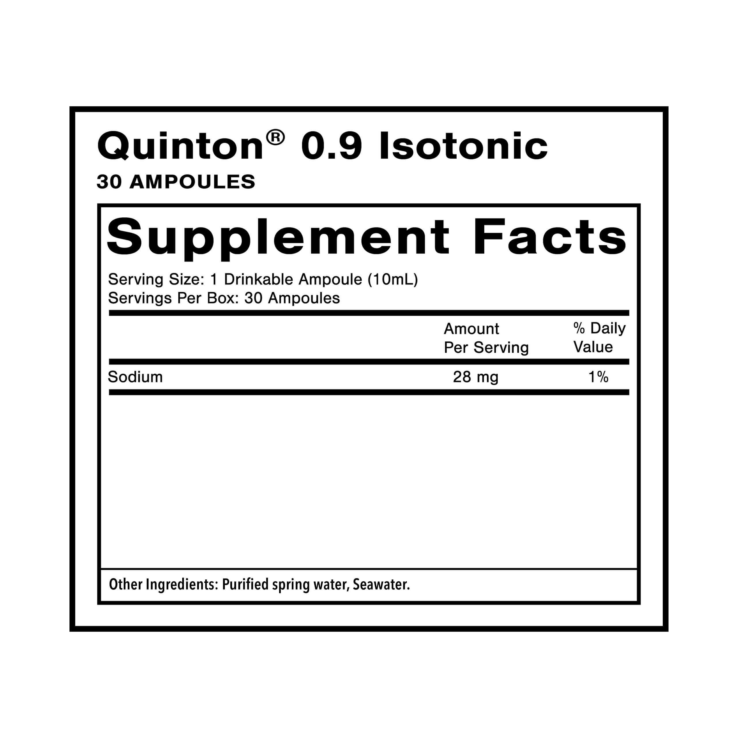 Quicksilver Scientific Original Quinton Isotonic Solution with Sea Water Minerals + Alpine Spring Water - Liquid Hydration, Electrolyte + Multi Minerals Supplement (30 Single Serving Vials) Quicksilver ScientificUS supplements
