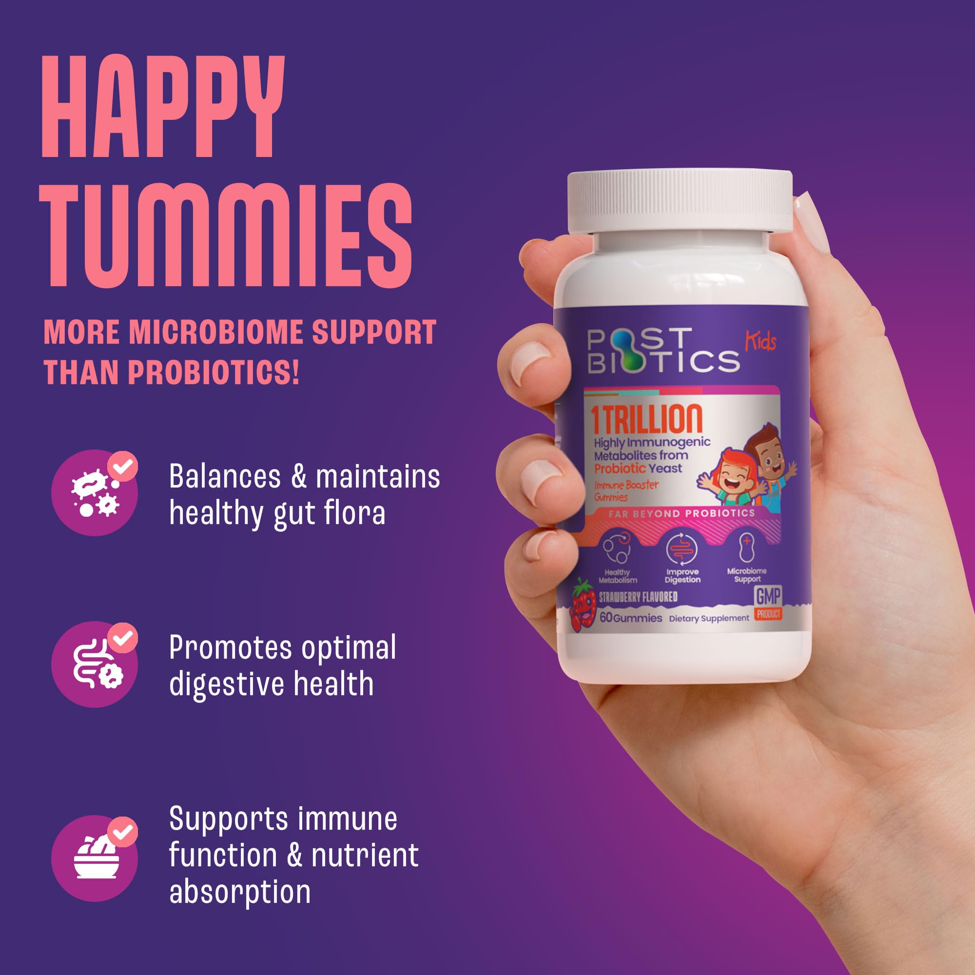 NAVEH PHARMA Postbiotics Kids Strawberry Gummies. Children’s Postbiotics, Ages 4+, 1 Trillion metabolites 200X Ingredients Than Probiotic Or Prebiotic. Gut Health, Immunity, Digestion & Microbiome NAVEH PHARMAAu supplements