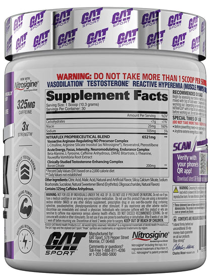 GAT SPORT, Nitraflex Advanced Pre-Workout Powder, Increases Blood Flow, Boosts Strength GAT SPORTUS supplements