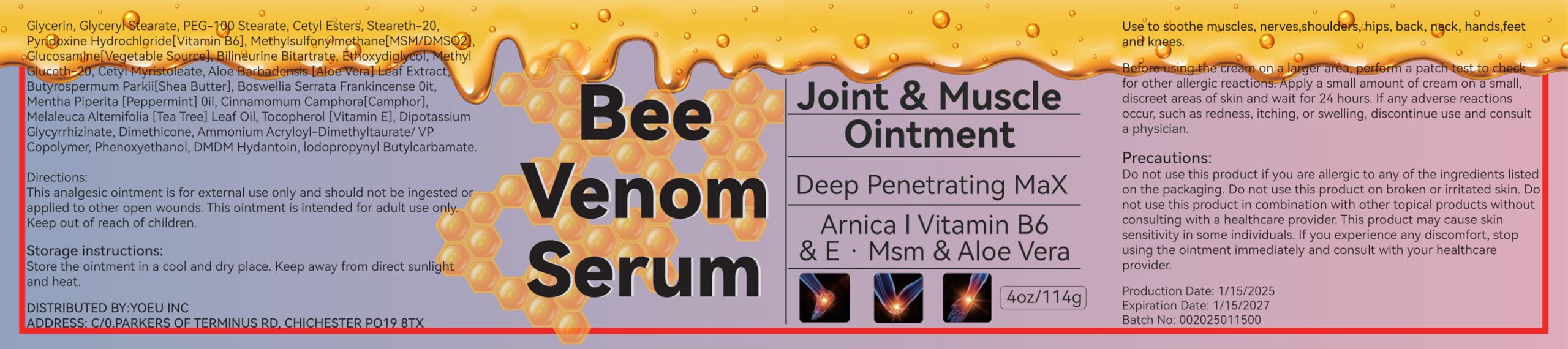 Cedonivor Bee Venom Cream, Joint & Muscle Soothing, Professional Bee Venom Joint Cream,Joint Gel - Specially for for Back, Neck, Hands, Knee CedonivorAu supplements