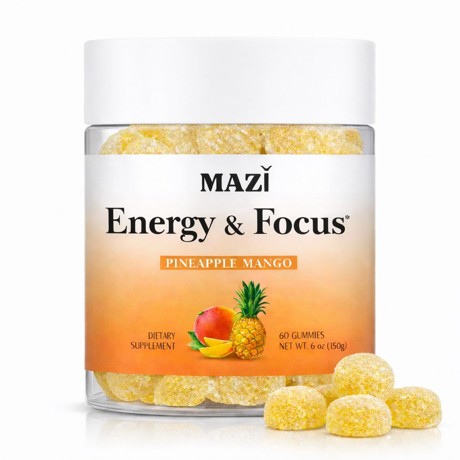Energy & Focus Gummies | 100mg Natural Caffeine + L-Theanine + Vitamin B6 & B12 + CoQ10 | Nootropic Cognitive Brain Performance Supplement | No Crash or Jitters MAZIAu supplements