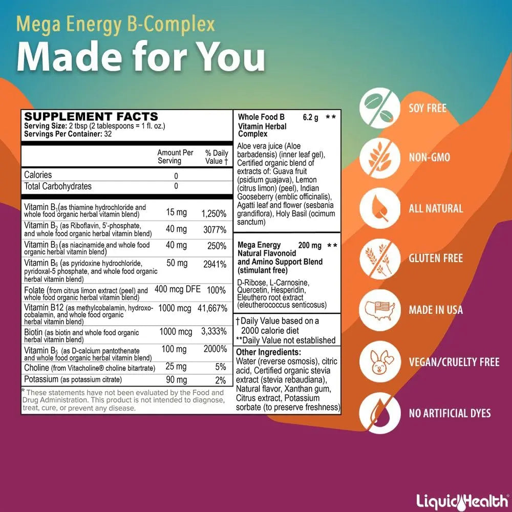 LIQUIDHEALTH Complete Multiple & Mega Energy B-Complex Daily Liquid Vitamins Bundle for Adults - Immune System Support, Increase Energy, Gut & Heart Health LIQUIDHEALTHAu supplements