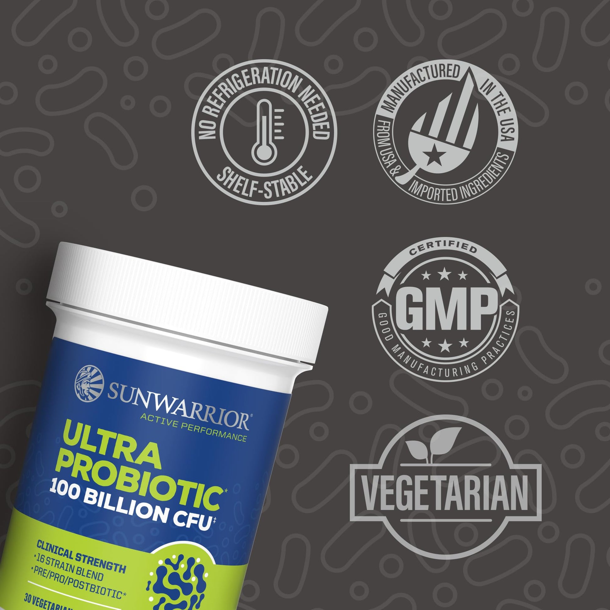 Probiotic for Gut Health 100 Billion CFU Probiotics Supplement Capsules 16 Strains Prebiotics + Postbiotics for Gut Immune & Colon Health Energy & Endurance Support Soy-Free Non-GMO 30 Capsule Serving SunwarriorAu supplements