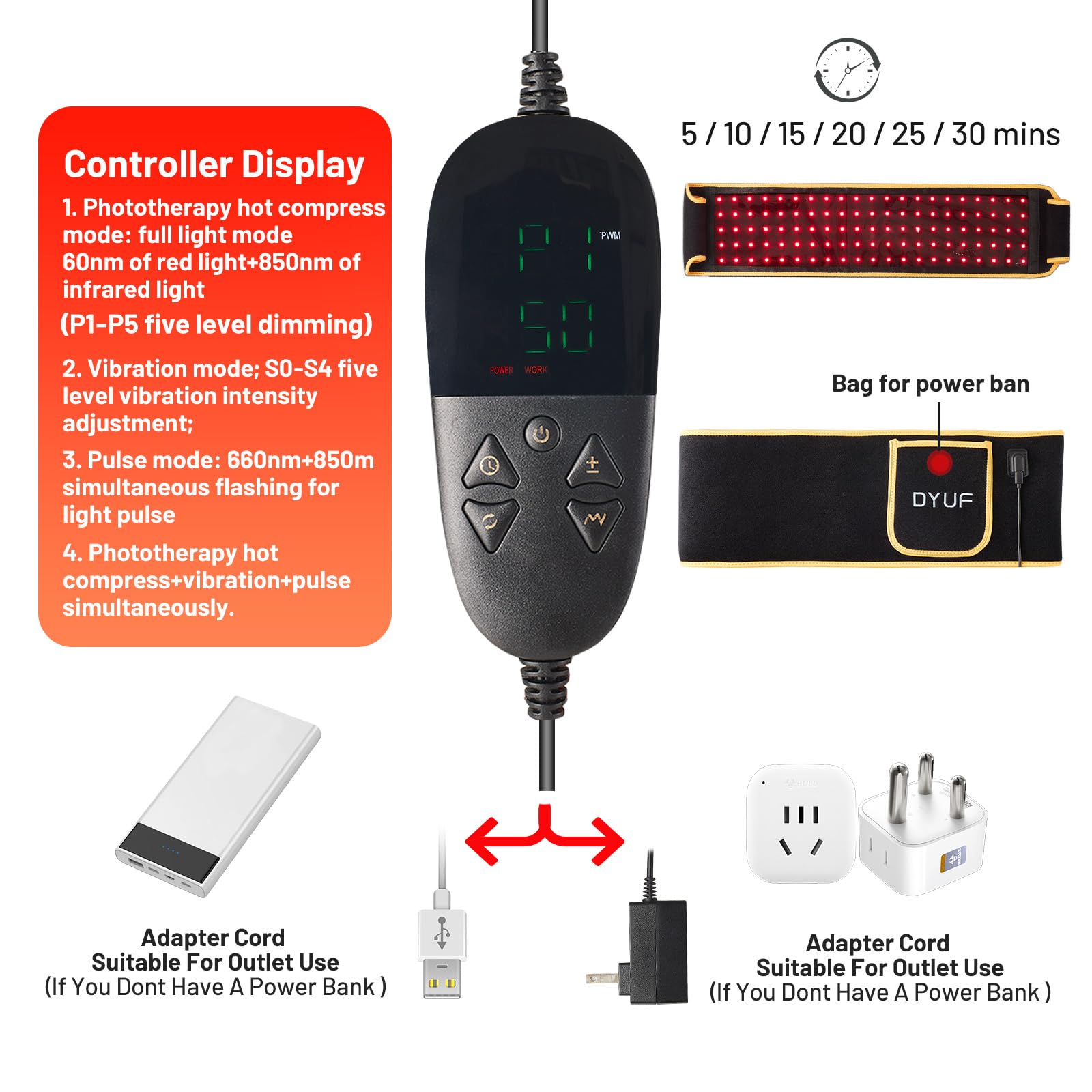 Red Light Therapy Belt DYUF Infrared Light Therapy : Muscle Recovery, Pain Relief, and Healing Device DYUFAu supplements