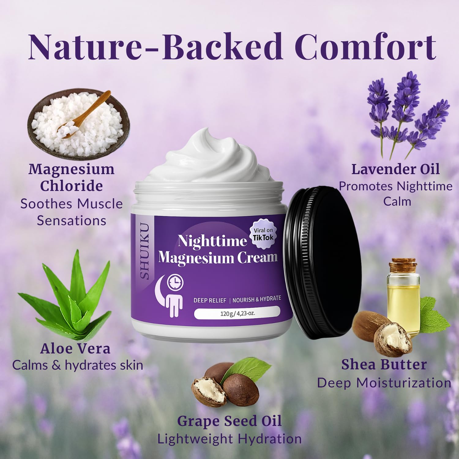 Magnesium Lotion for Sleep & Calm, Topical Magnesium Cream for Relaxation, Nightly Calm, Better Sleep, and for Leg Cramps & Pain SHUIKUAu supplements
