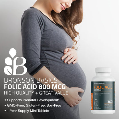 Bronson Folic Acid 800 MCG Supports Prenatal Development, 1 Year Supply, Non-GMO BronsonUS supplements