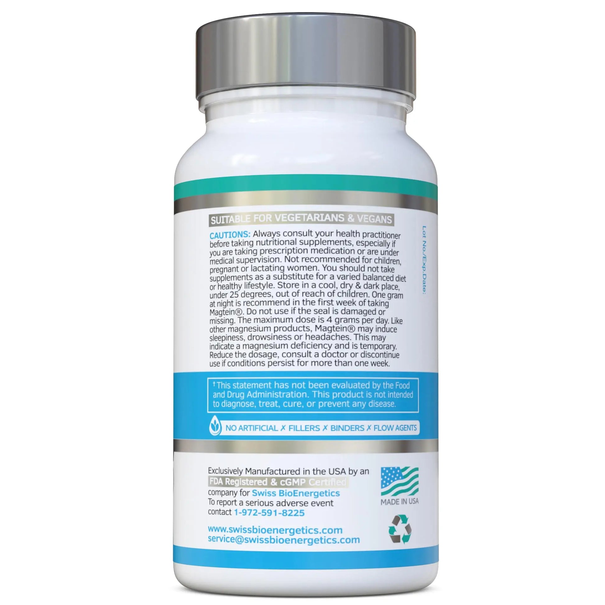 Magnesium L-Threonate Complex 7-in-1 with 1000mg of Magtein Plus Magnesium as Bisglycinate, Taurate, Citrate, Gluconate, Malate & Lactate - Supports Sleep - Vegan, US Made and No Artificial Nasties swiss bioenergeticsnz supplements