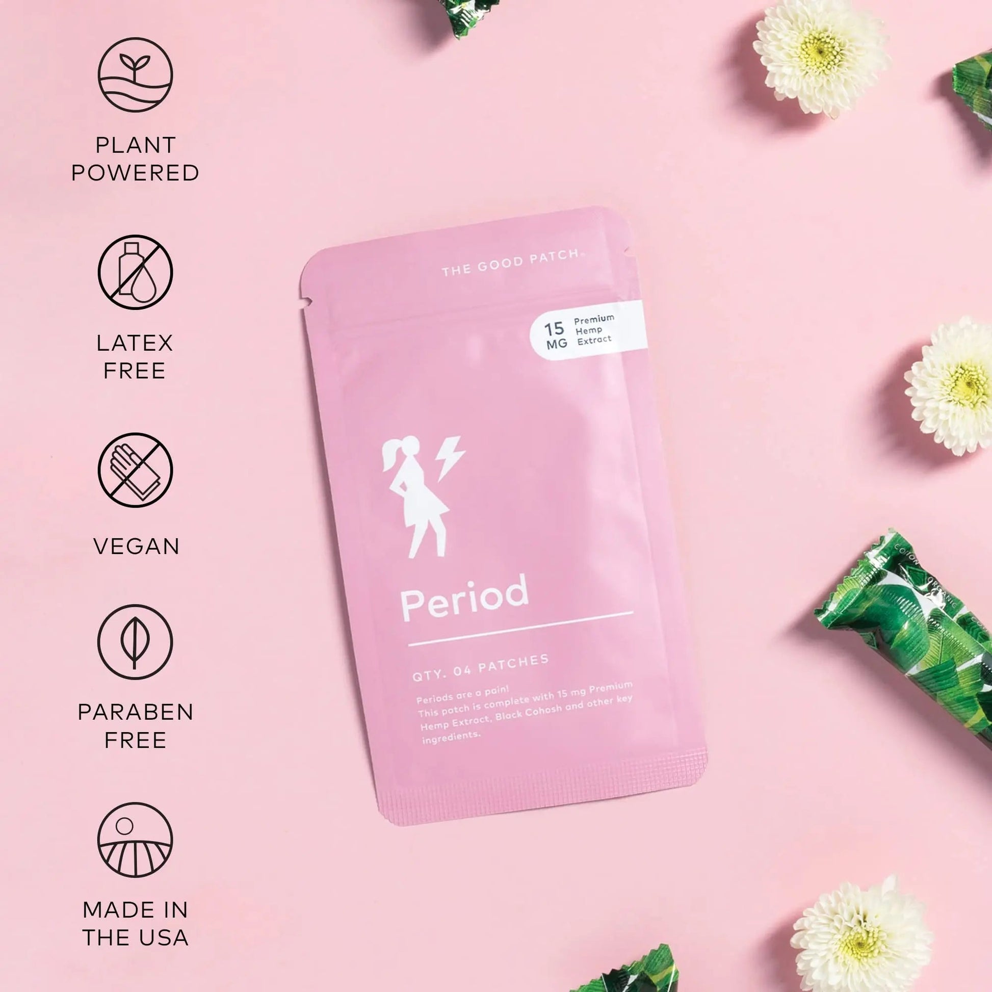The Good Patch Period Patch with Hemp for Cramps, Sustained Release for up to 12 Hours, Natural Patch with Hemp, Black Cohosh, Plant Powered Wearable Wellness (16 Total Patches) The Good PatchAu supplements