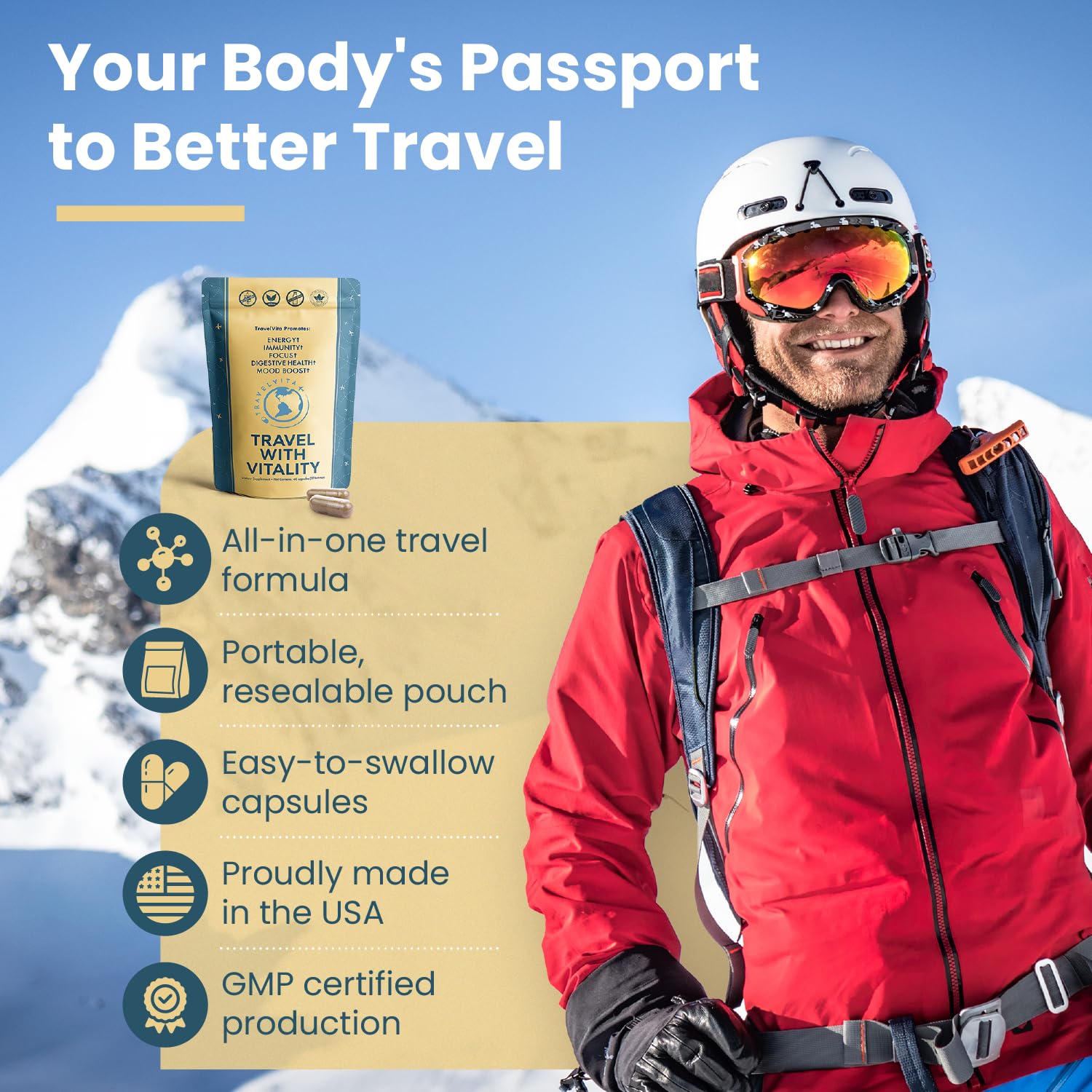Natural Travel Pills - Traveling Supplement for Jet Lag Relief, Digestion, Immunity, Energy, Sleep, Circulation - Vacation and Long Flight Essentials for Men and Women - 30 Day Supply TravelVitaAu supplements