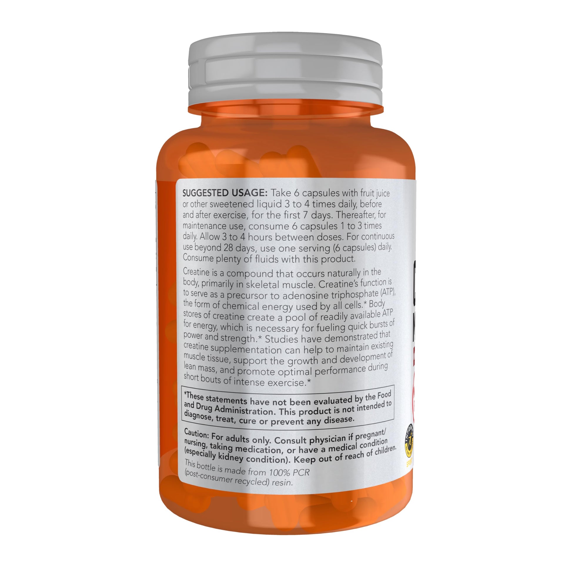 NOW Foods Sports Nutrition, Creatine Monohydrate 750 mg, Mass Building*/Energy Production*, 120 Veg Capsules NOW FoodsAu supplements
