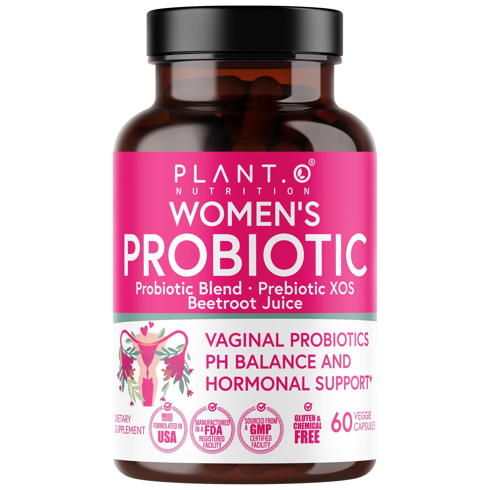 PLANT.O NUTRITION Vaginal Probiotics for Women with 4 Lactobacillus Strains Probiotic & Prebiotic Blend PLANT.O NUTRITIONAu supplements