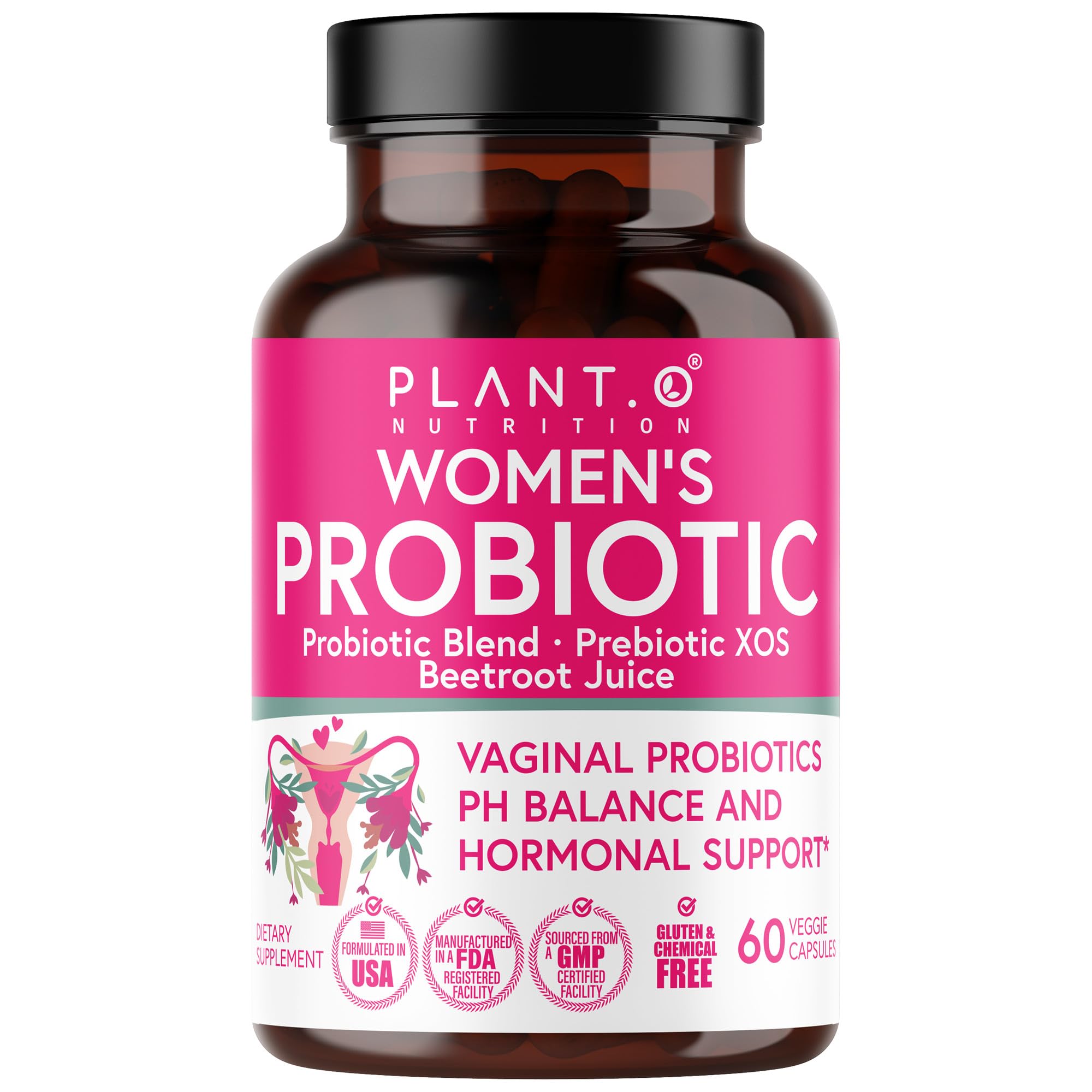 PLANT.O NUTRITION Vaginal Probiotics for Women with 4 Lactobacillus Strains Probiotic & Prebiotic Blend PLANT.O NUTRITIONAu supplements