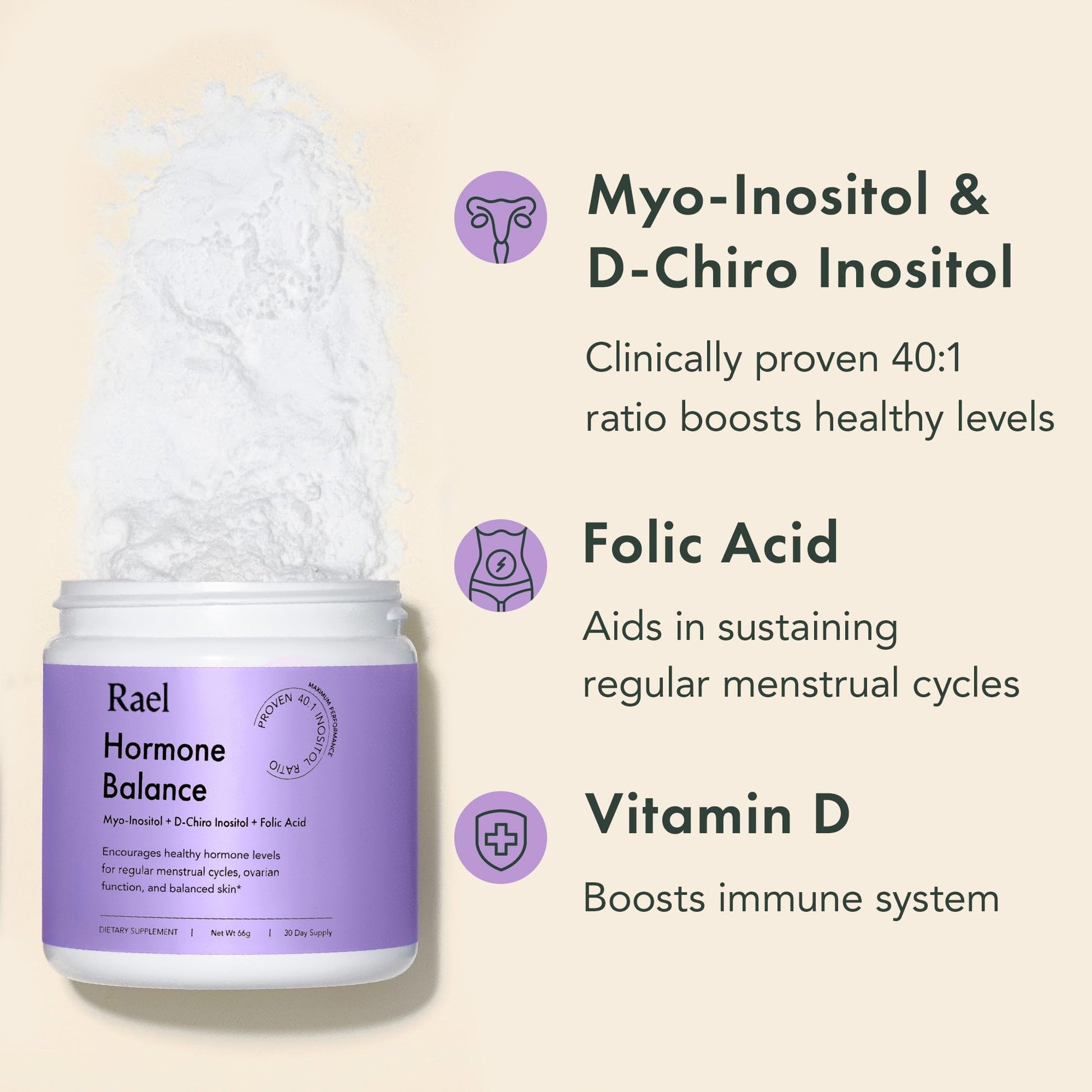 Rael Hormone Balance for Women, Myo Inositol Powder - Myo-Inositol & D-Chiro Inositol RaelUS supplements