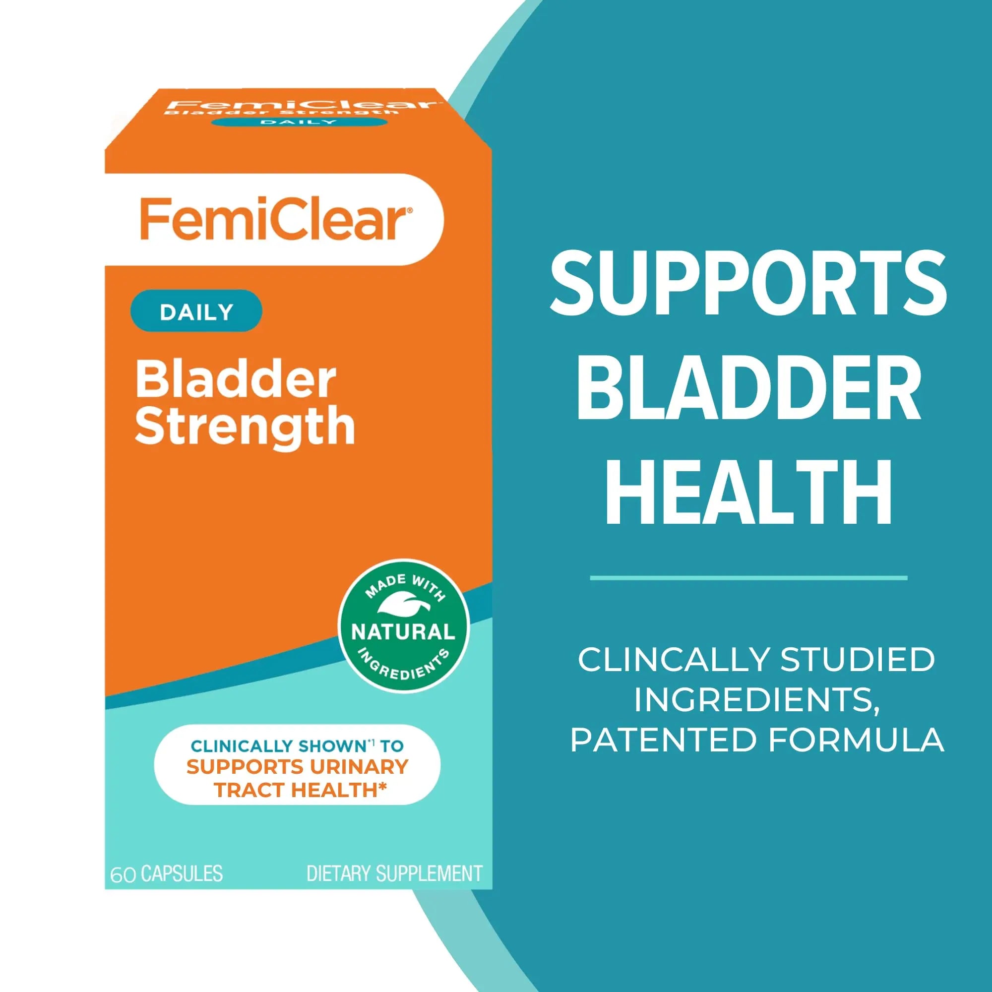 FemiClear Bladder Strength Supplement | Bladder Control & Wellness | 60 Capsules, 30 Day Supply | Made with Natural Ingredients | for Women & Men FemiClearAu supplements