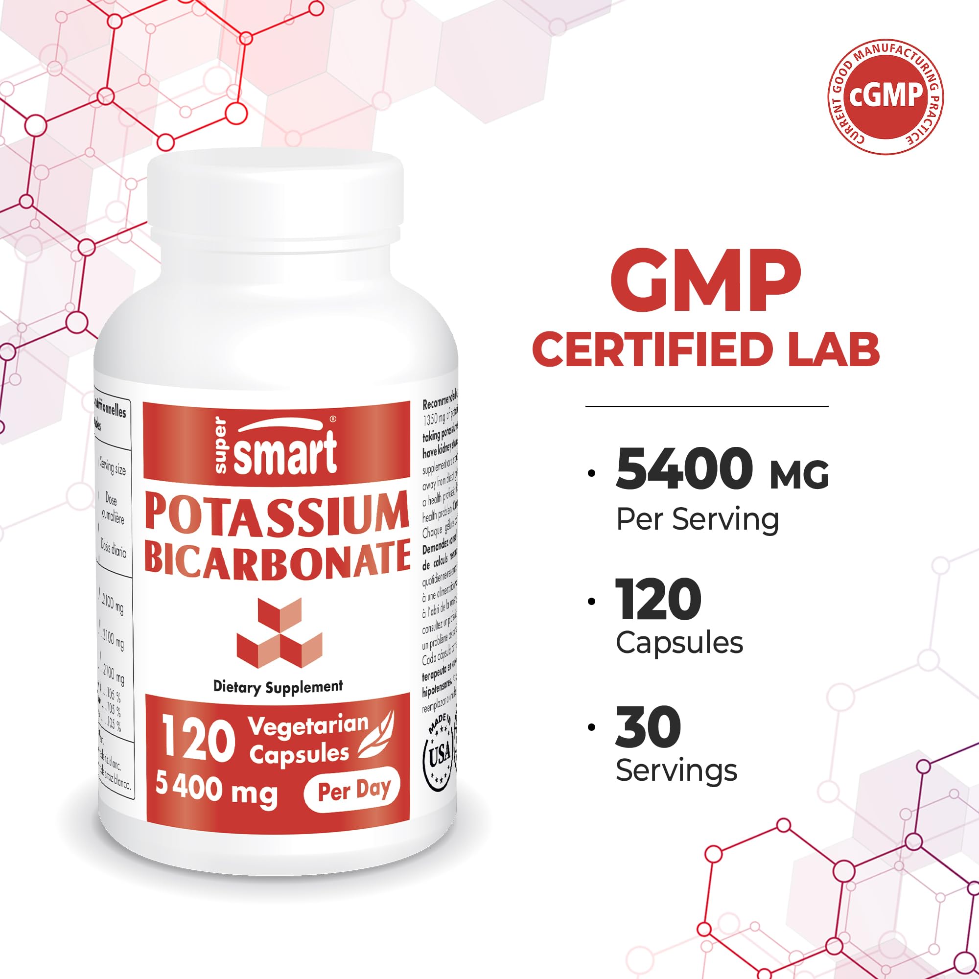 Supersmart - Potassium Bicarbonate 5400mg per Day (High Dose) - Electrolyte Mineral SupersmartUS supplements