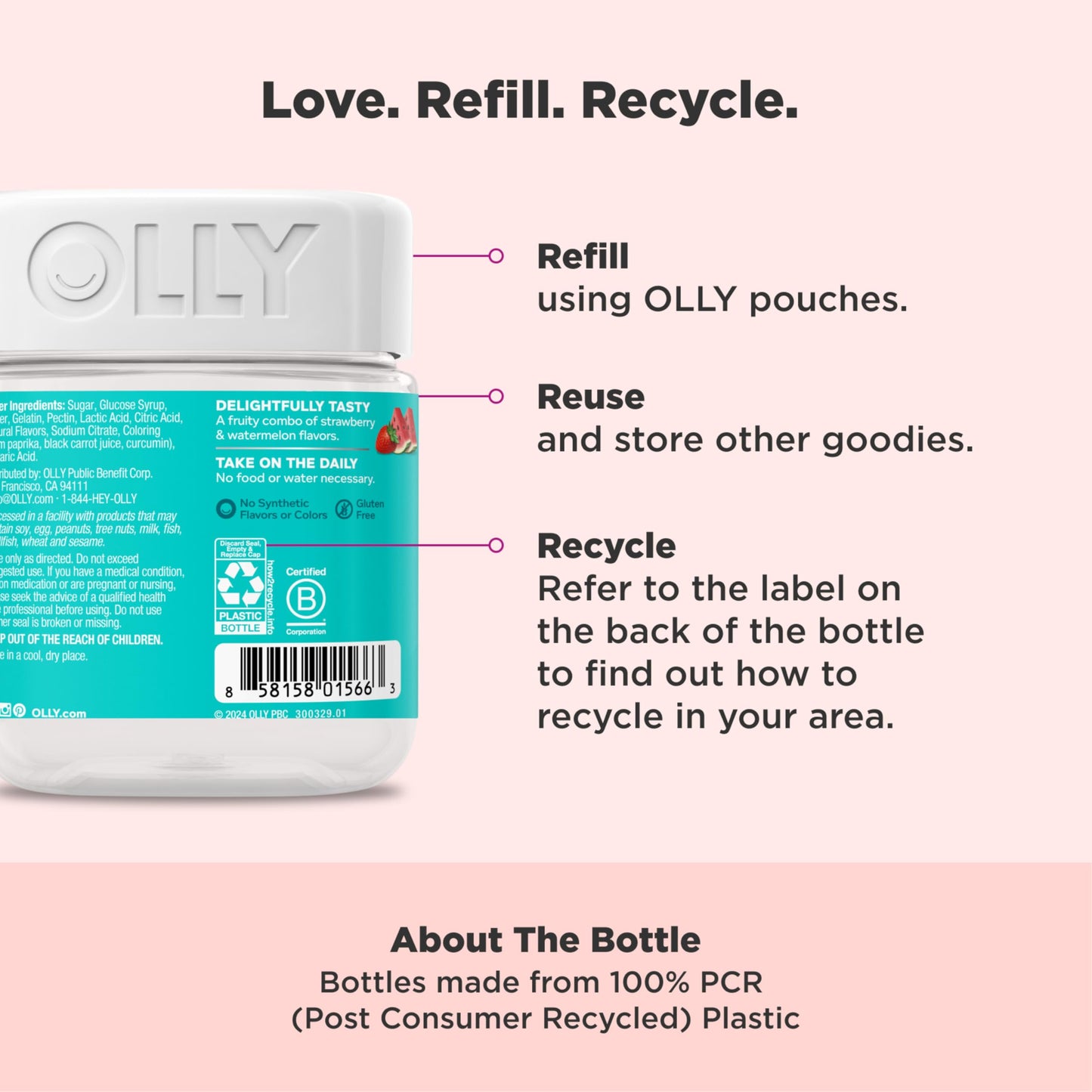 Olly Teen Girl Multi Gummy, Healthy Skin and Immune Support, 15 Essential Vitamins, Biotin, Zinc, Calcium, Chewable Multivitamin OLLYUS supplements