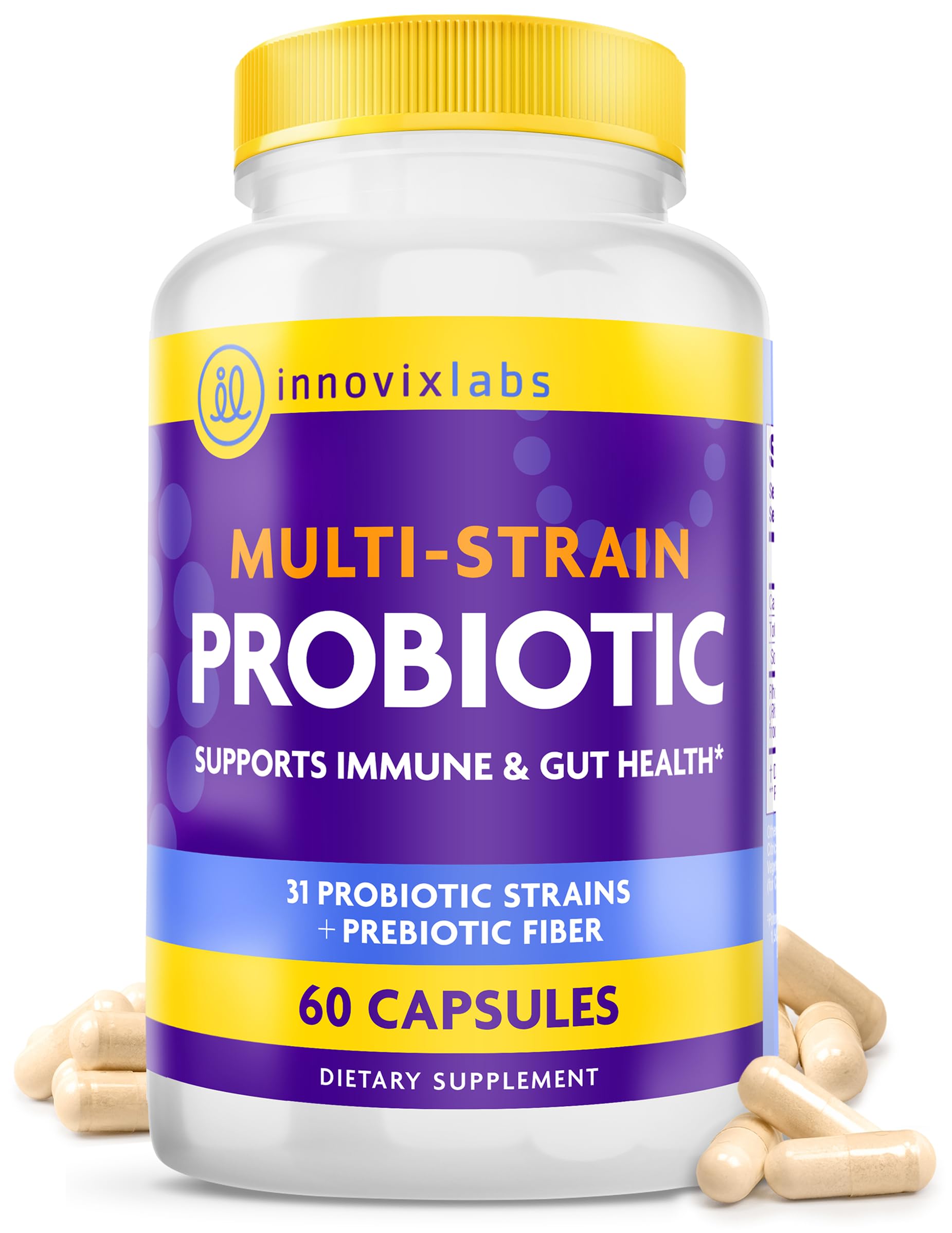 InnovixLabs Multi Strain Probiotics for Women & Men - Probiotic Supplement - 50 Billion CFU - Gut Health, Immune Support, Digestion, Lactobacillus Acidophilus, Prebiotics and Probiotics, 60 Capsules InnovixLabsAu supplements