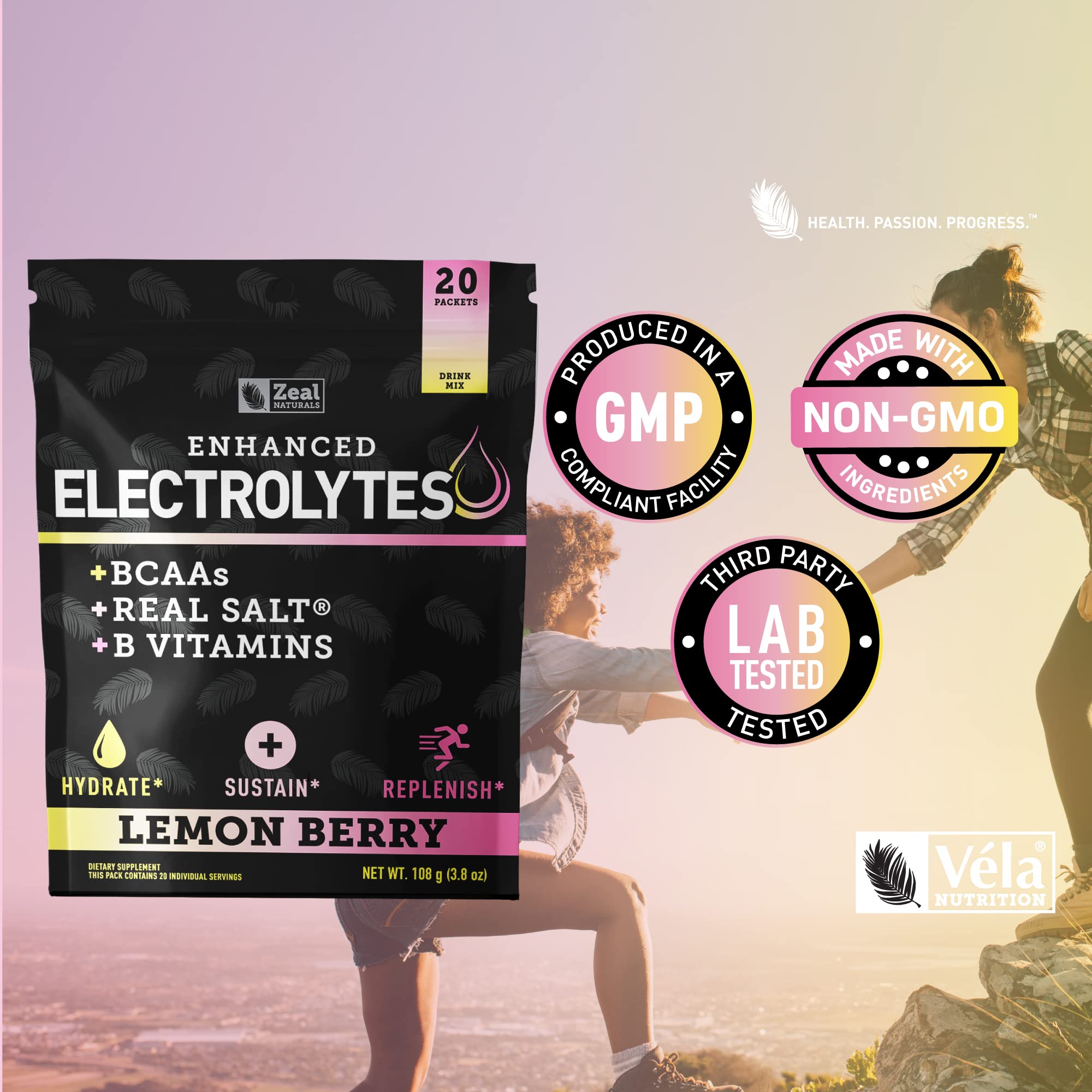 Enhanced Powder Stick Packs (Lemon Berry - 20 Packets) Sugar Free + BCAA B-Vitamins Zeal NaturalsAu supplements