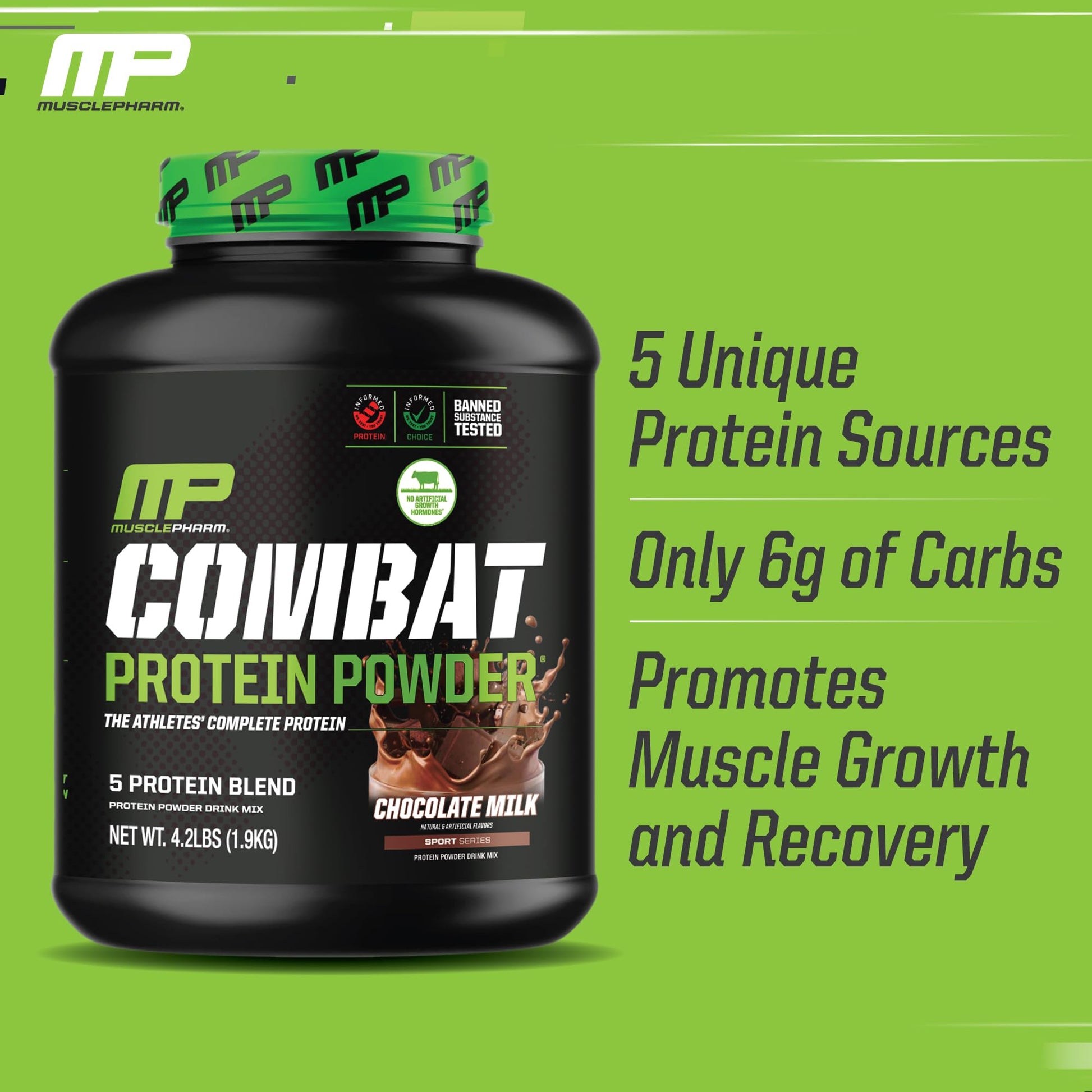 MusclePharm Combat Protein Powder, Chocolate Milk - 4 lb - Gluten Free - 52 Servings Muscle PharmAu supplements