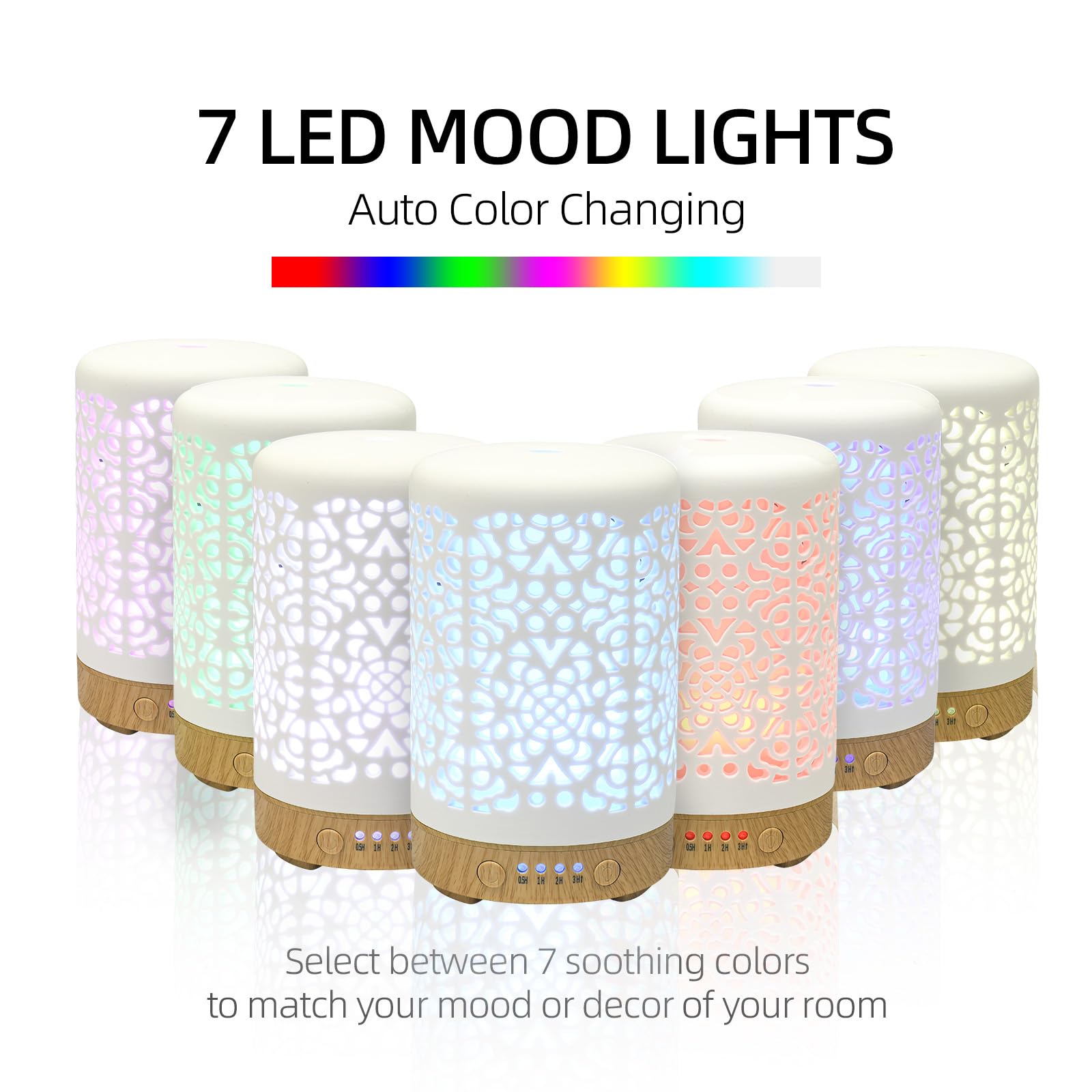 Essential Oil Diffusers, 100ml White Ceramic Diffuser with 7 LED Lights,Ultrasonic Aromatherapy homnasAu supplements