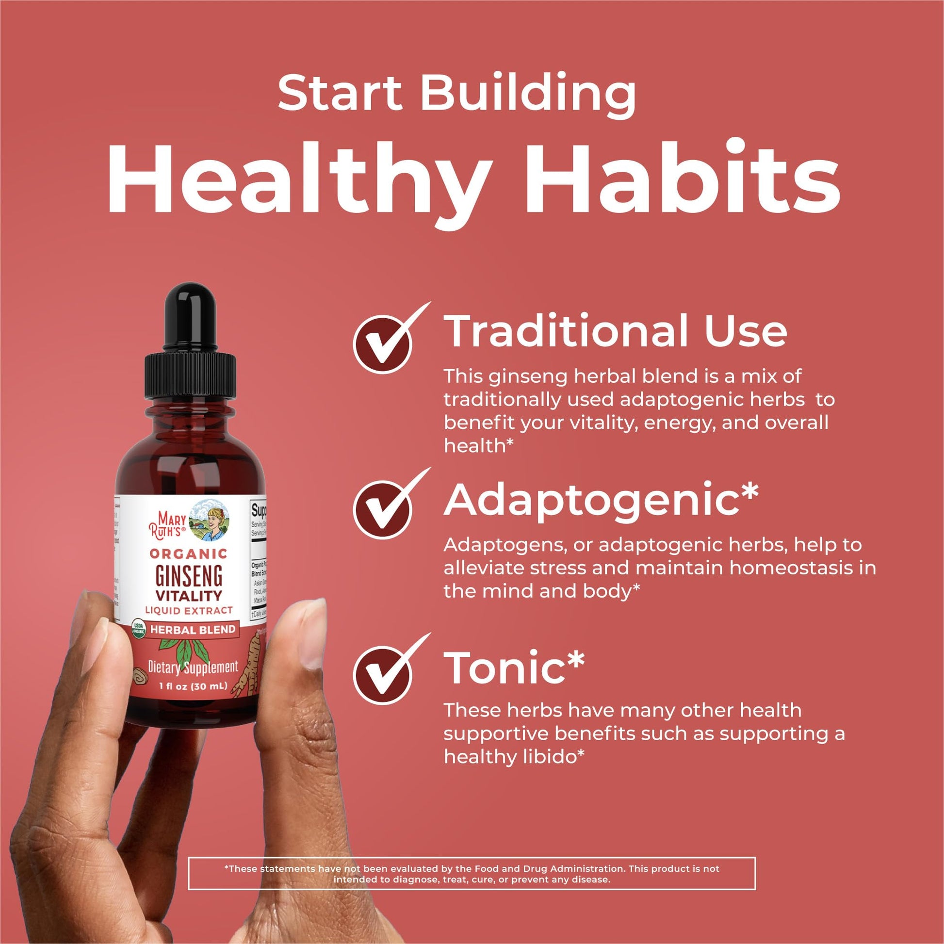 MaryRuth Organics Herbal Supplement for Brain Function | Boost Energy | Memory | Vitality USDA | Ginseng with Ashwagandha | Eleuthero and Maca Root Extract | 1 Fl Oz MARYRUTH'SUS supplements