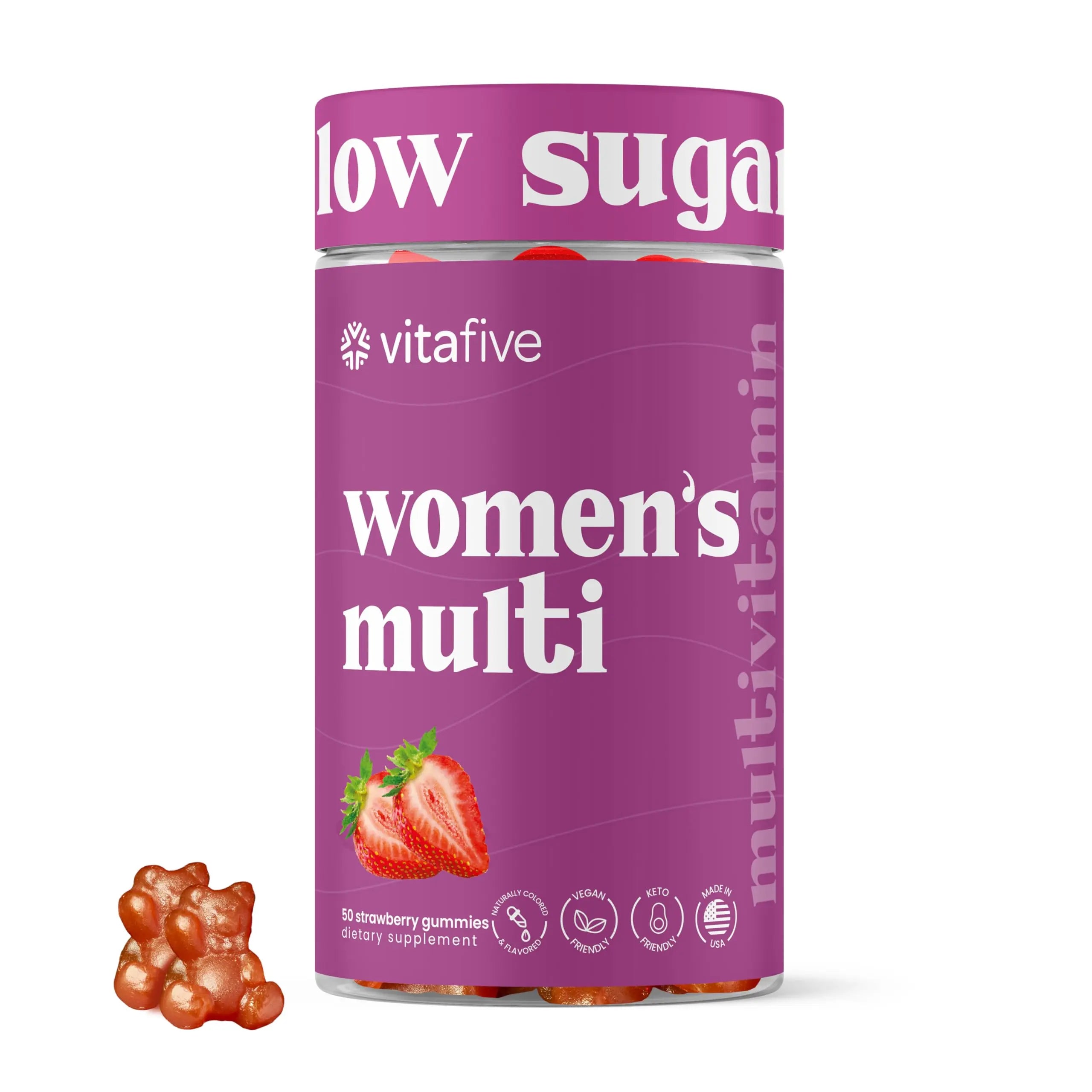 vitafive Women's Multivitamin Gummies, Best Multivitamin for Women with Biotin, D3, B12, Zinc, Low Sugar, Gluten Free (50 Ct) vitafiveAu supplements
