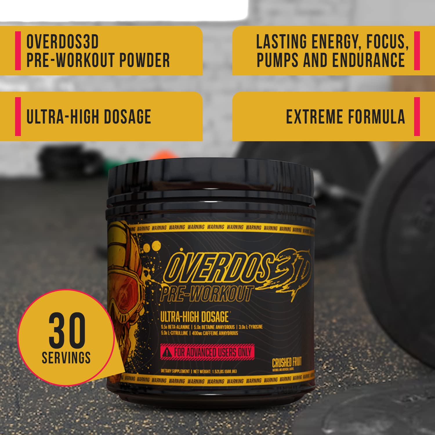 OVERDOS3D Pre-Workout Powder | Ultra-High Dosage | for Advanced Users ONLY Heath SecretAu supplements