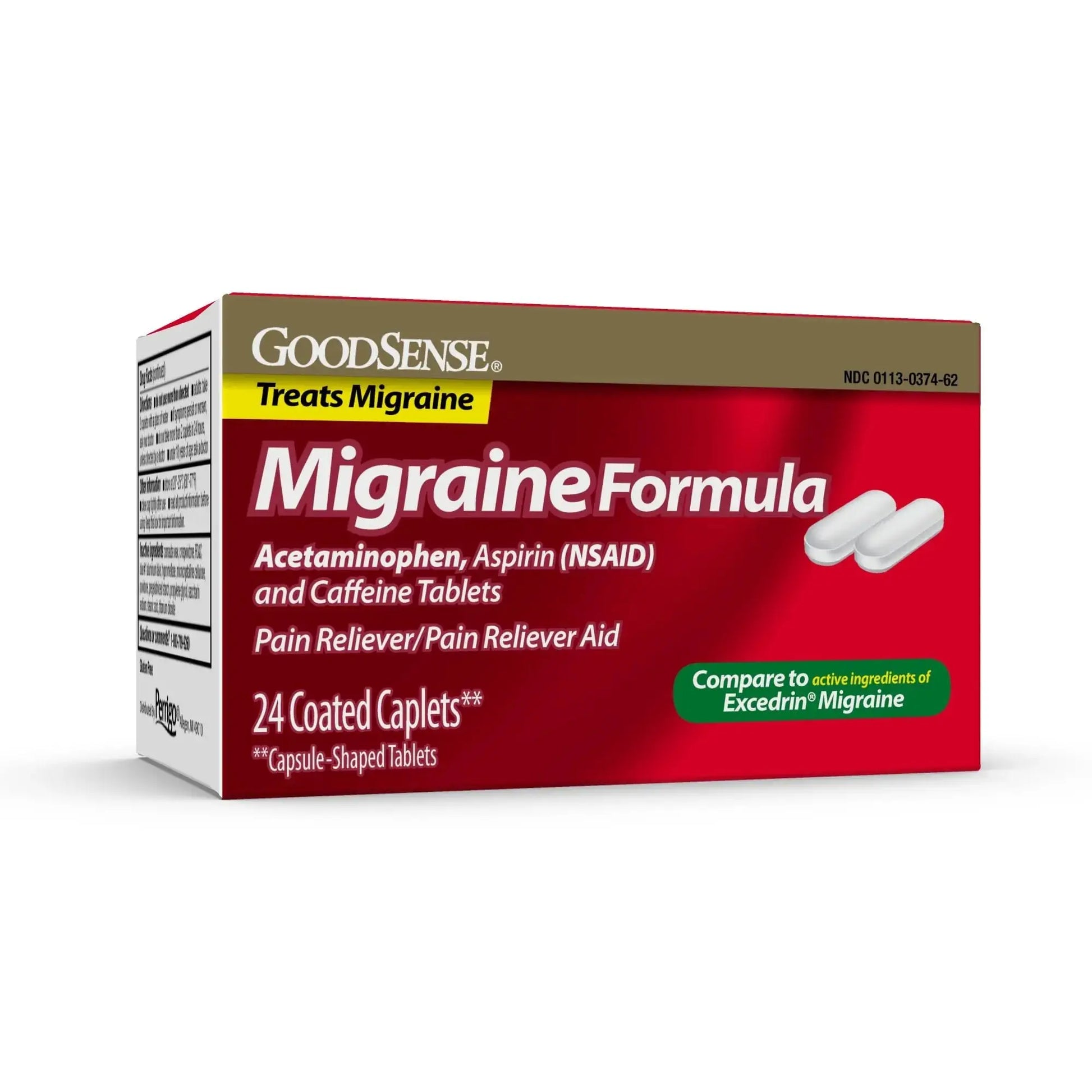 GoodSense Migraine Formula Caplets - Acetaminophen, Aspirin (NSAID) & Caffeine - Migraine Pain Relief, 24 Count GoodSenseAu supplements
