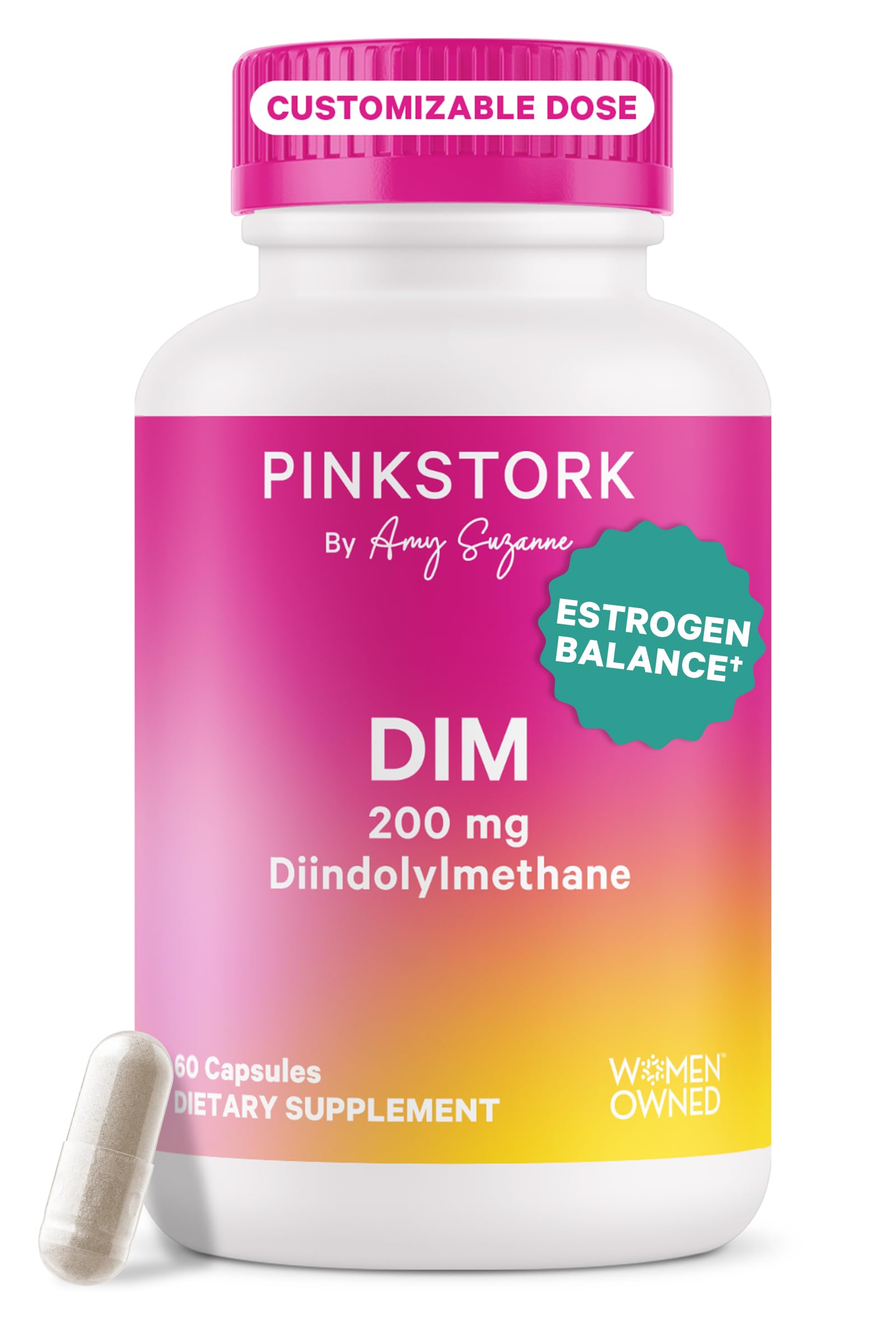 Pink Stork DIM Supplement for Women - Estrogen and Hormone Balance for Menopause, Perimenopause & PMS - DIM 200 mg Plus BioPerine for Mood Support - 60 Day Supply Pink StorkAu supplements