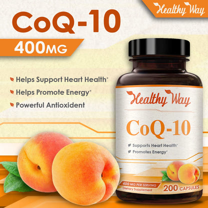 Healthy Way CoQ10 400mg 200 Capsules Non-GMO HealthyWayRxUS supplements