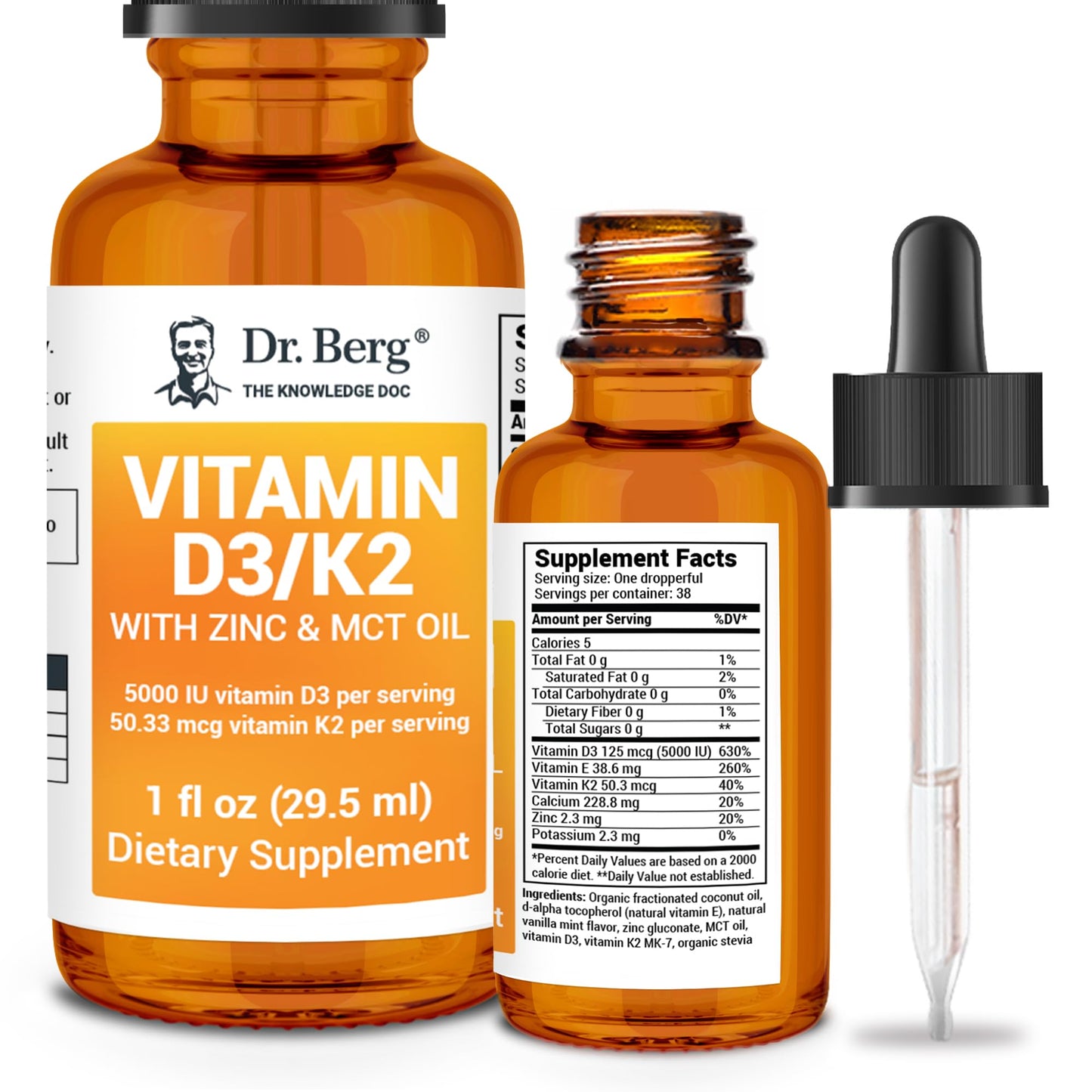 Dr. Berg Liquid Vitamin D3 & K2 Supplement - For Bone, Teeth, Mood & Immune Health Dr. Berg NutritionalsUS supplements