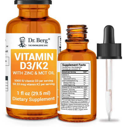 Dr. Berg Liquid Vitamin D3 & K2 Supplement - For Bone, Teeth, Mood & Immune Health Dr. Berg NutritionalsUS supplements