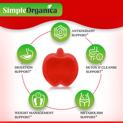 USDA Organic Apple Cider Vinegar Gummies with The Mother. AVC Keto Gummy Vitamins Simple OrganicaUS supplements