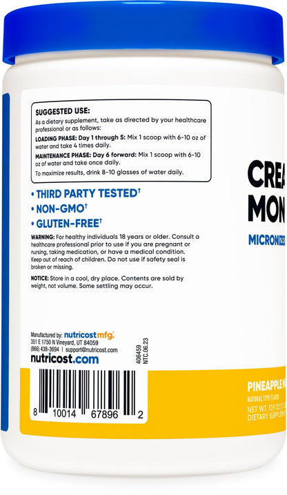 Nutricost Creatine Monohydrate Powder (Pineapple Mango, 500 Gram) - Micronized NutricostUS supplements