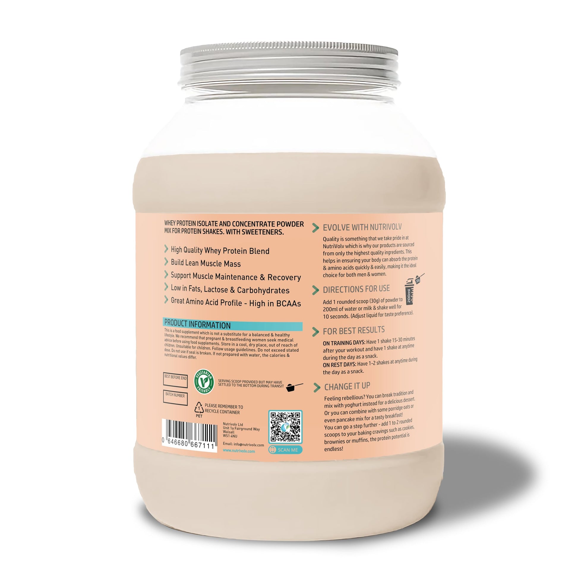NutriVolv Whey Protein Isolate & Concentrate Powder | Milk Chocolate Flavour 900g NutriVolvAu supplements